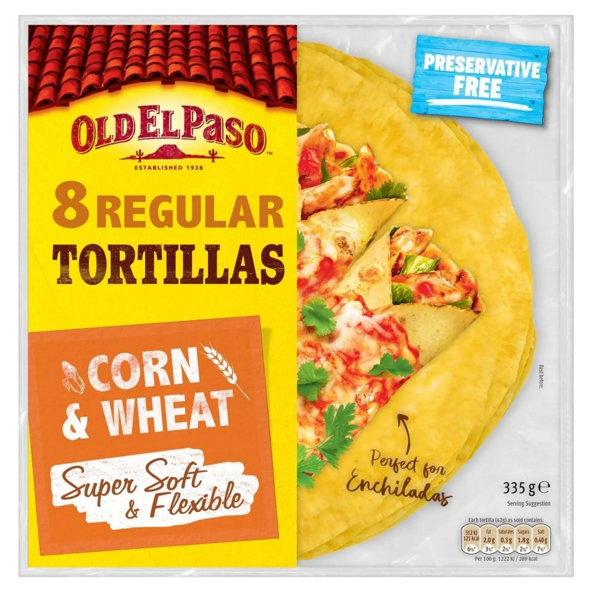 Old El Paso Soft Corn Tortillas X8 335G