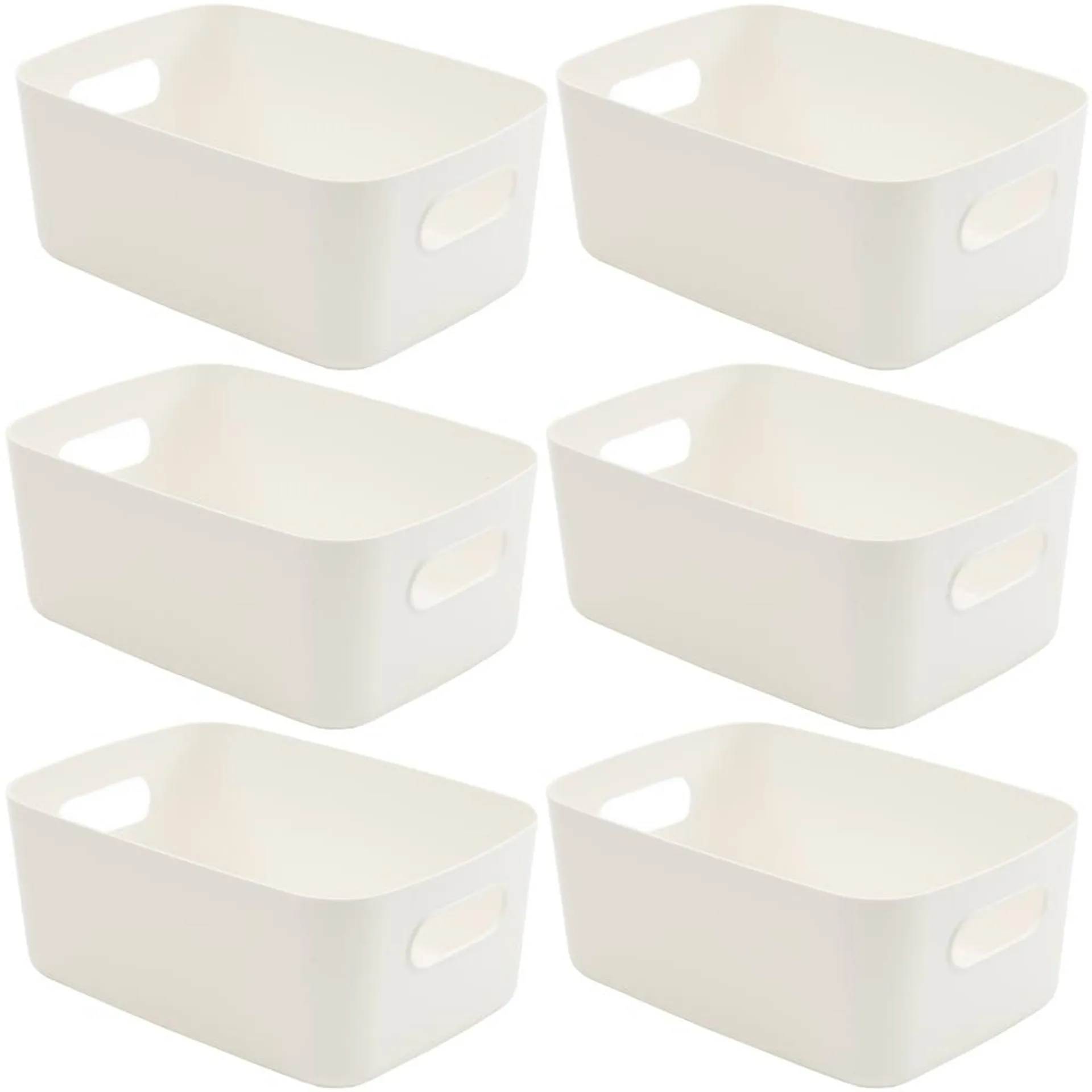 SA Products White Plastic Storage Basket Set of 6