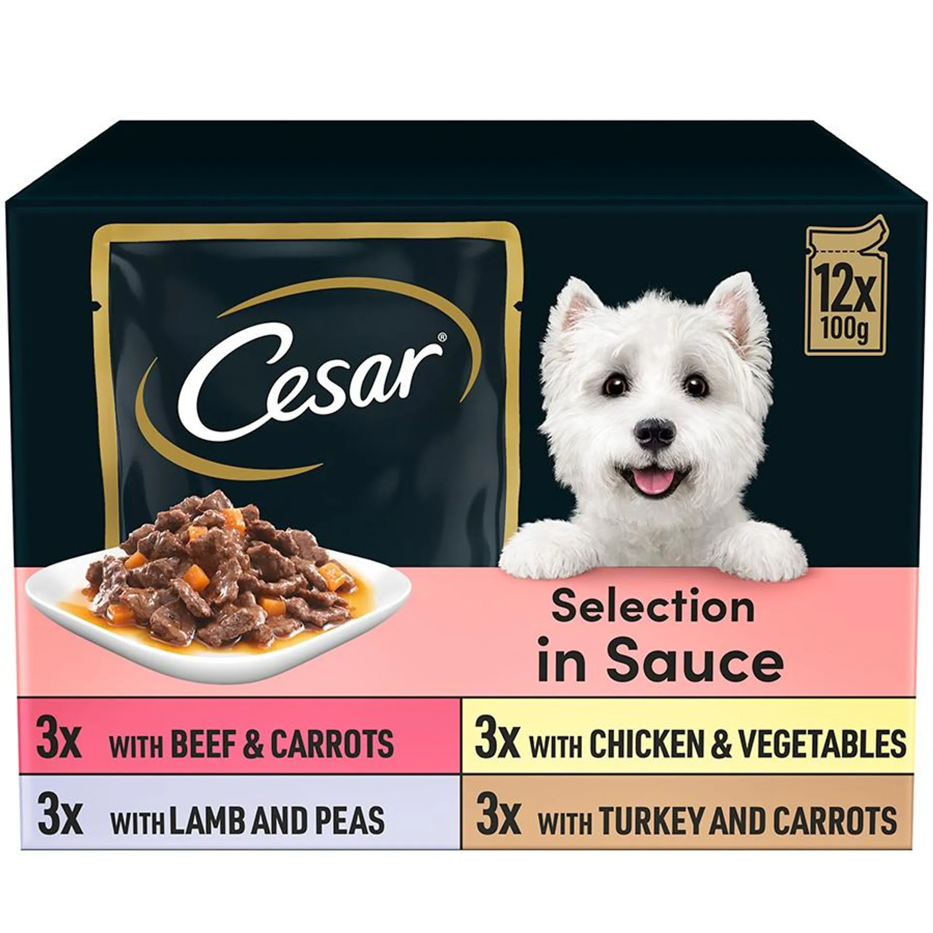 Cesar Fresh Wet Dog Food Mixed Selection In Sauce 12x100g