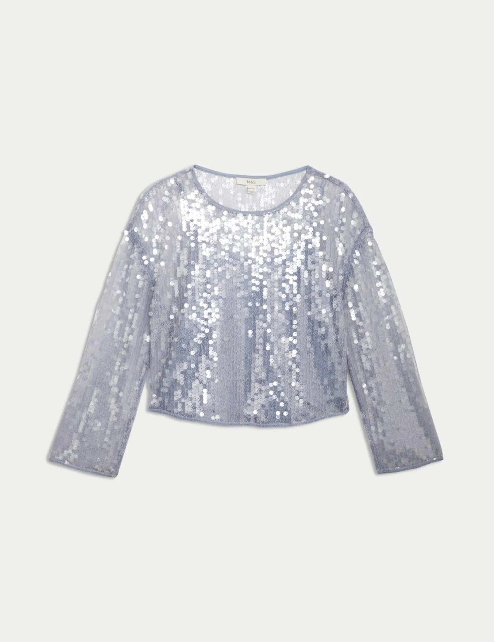 Sequin Round Neck Blouse