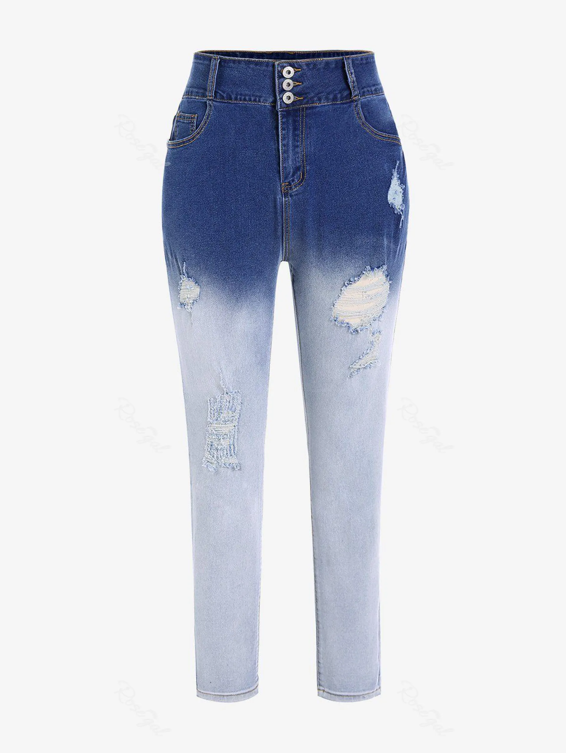 Plus Size Dip Dye Ripped Jeans - 5x