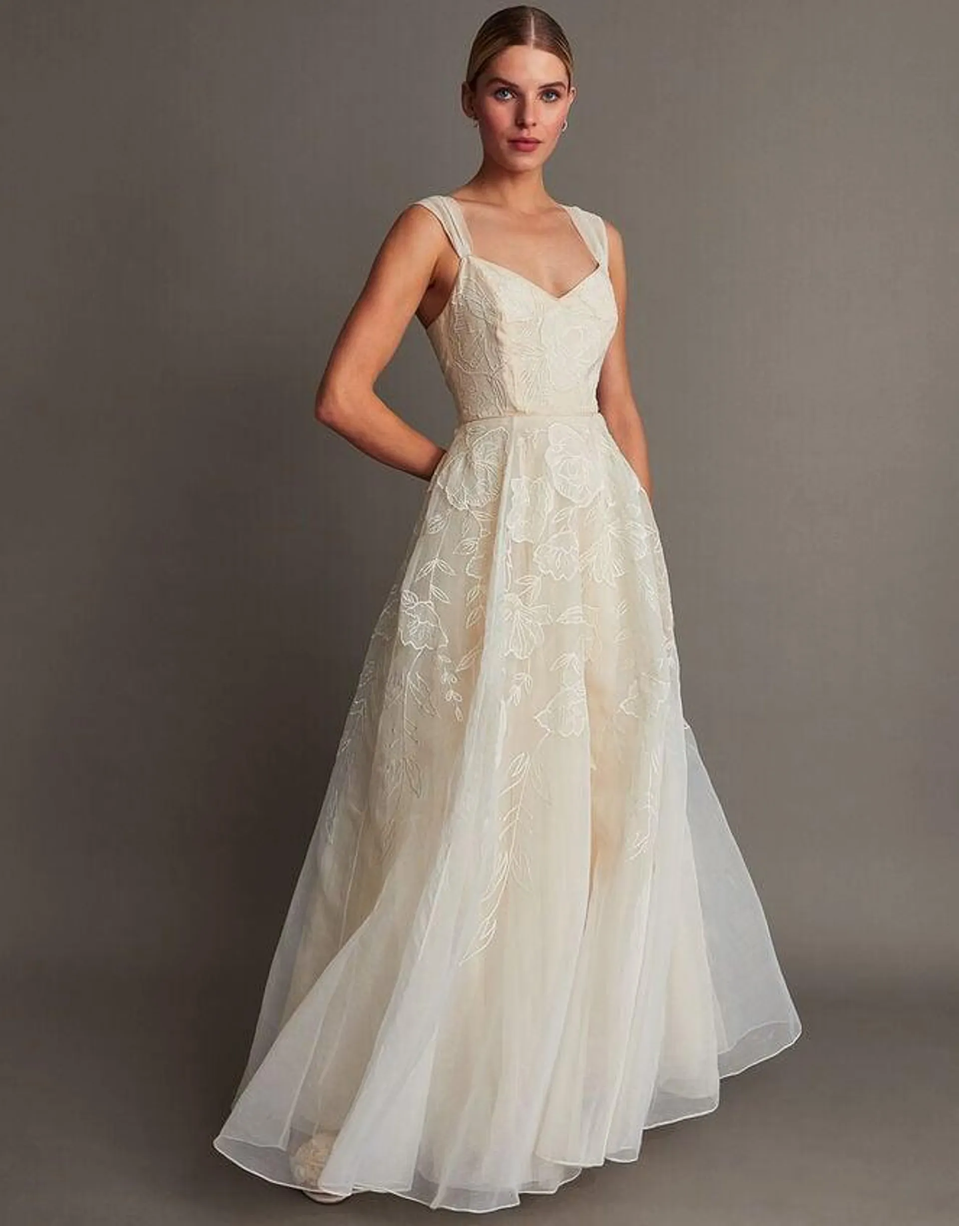 Rose Organza Bridal Dress Ivory