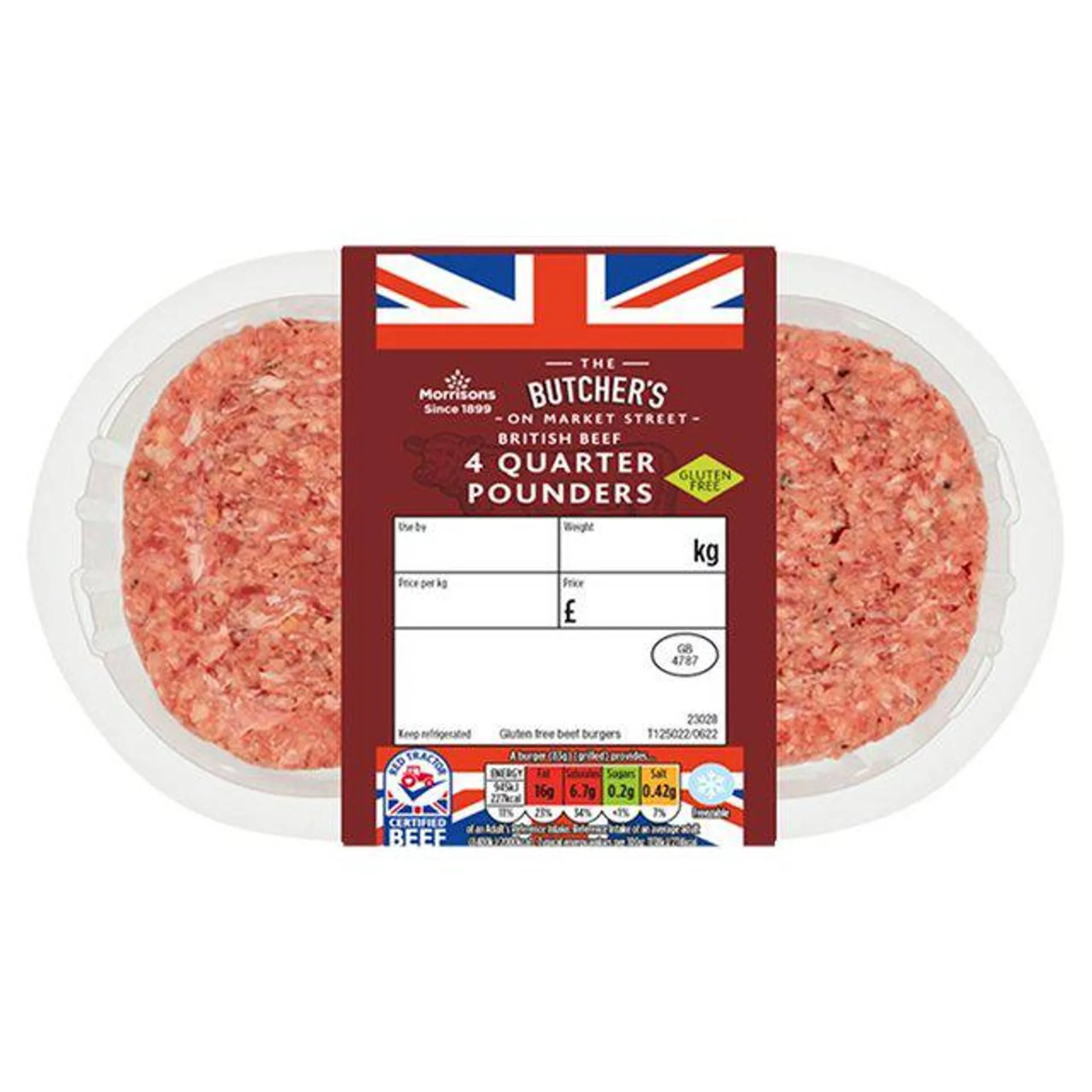 Morrisons 4 British Beef Quarter Pounders