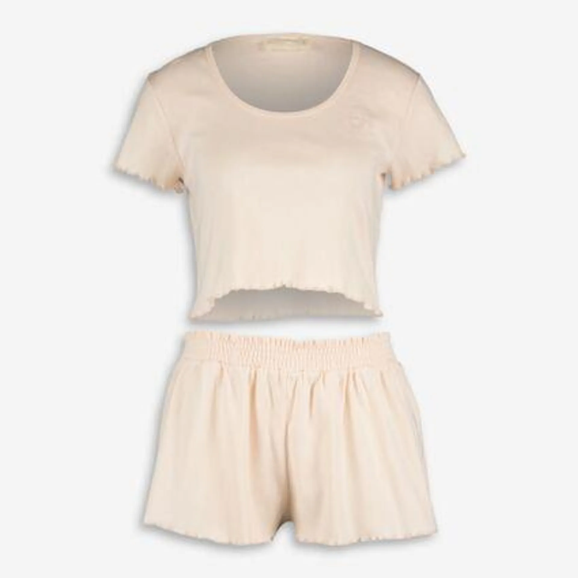Peach Crop Top & Shorts Pyjama Set