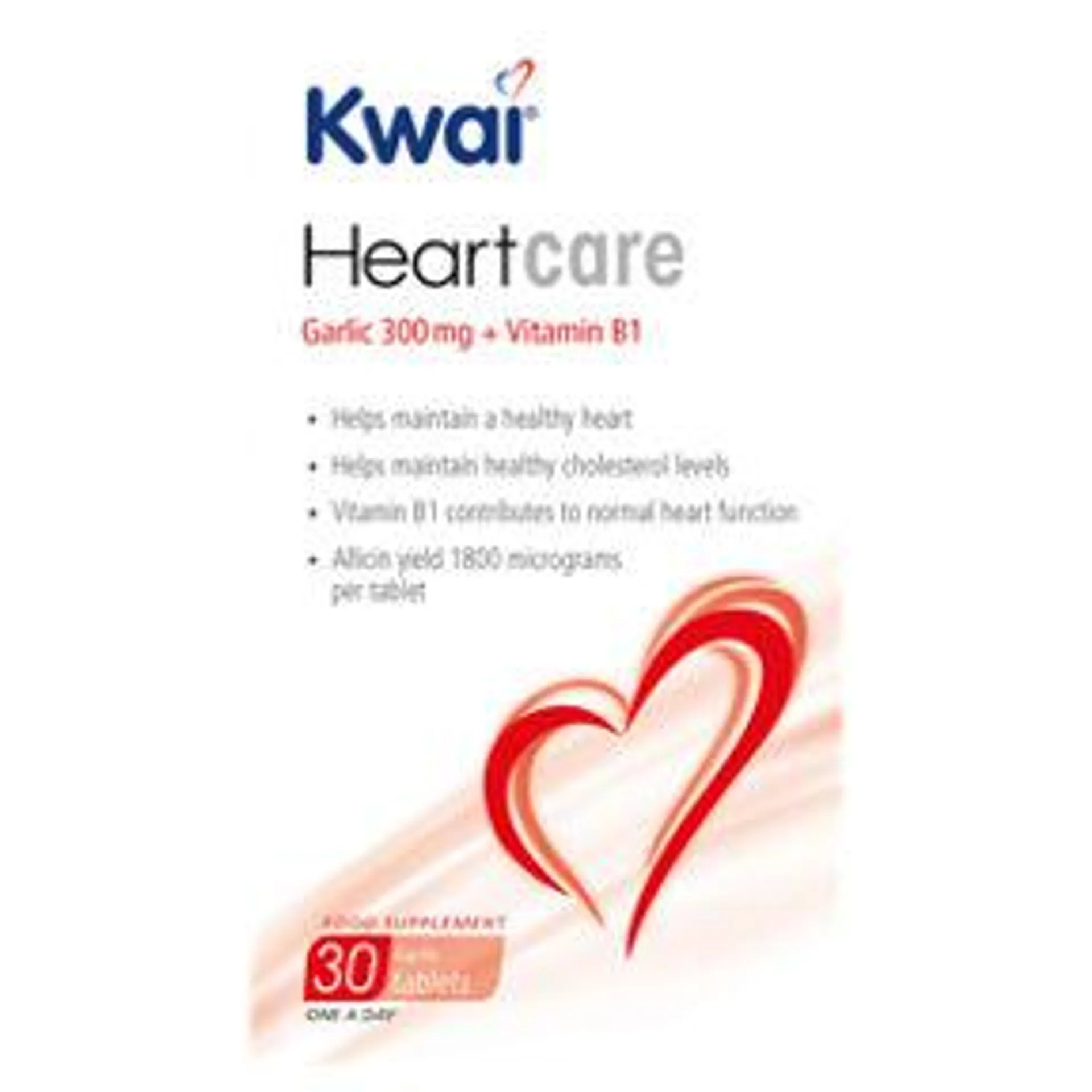 Kwai Heartcare Garlic + Vitamin B1 Food Supplement 30 Garlic Tablets