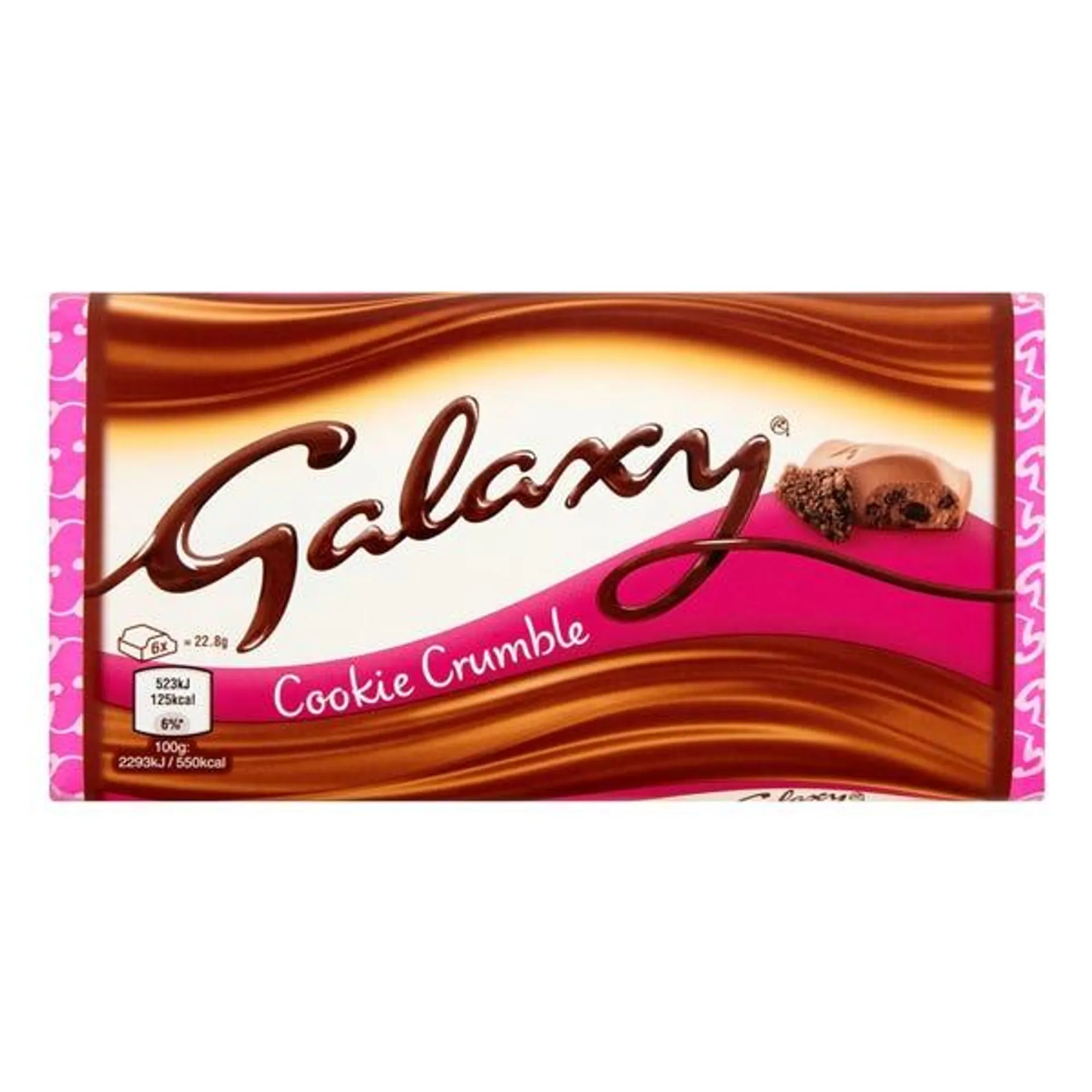 Galaxy Cookie Crumble & Milk Chocolate Block Bar Vegetarian 114g