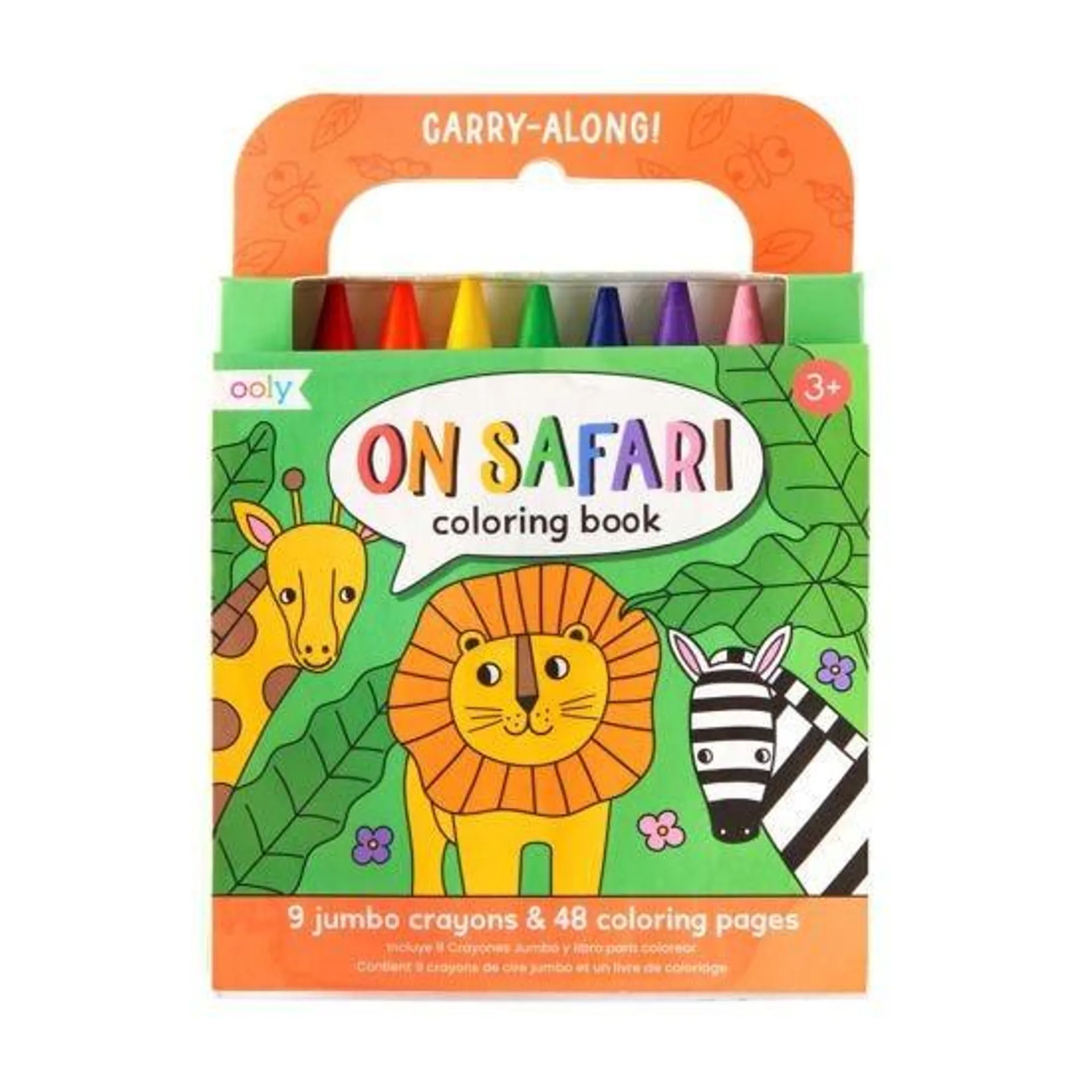 Ooly Carry Along Crayon and Colouring Book Kit-On Safari - Set of 10
