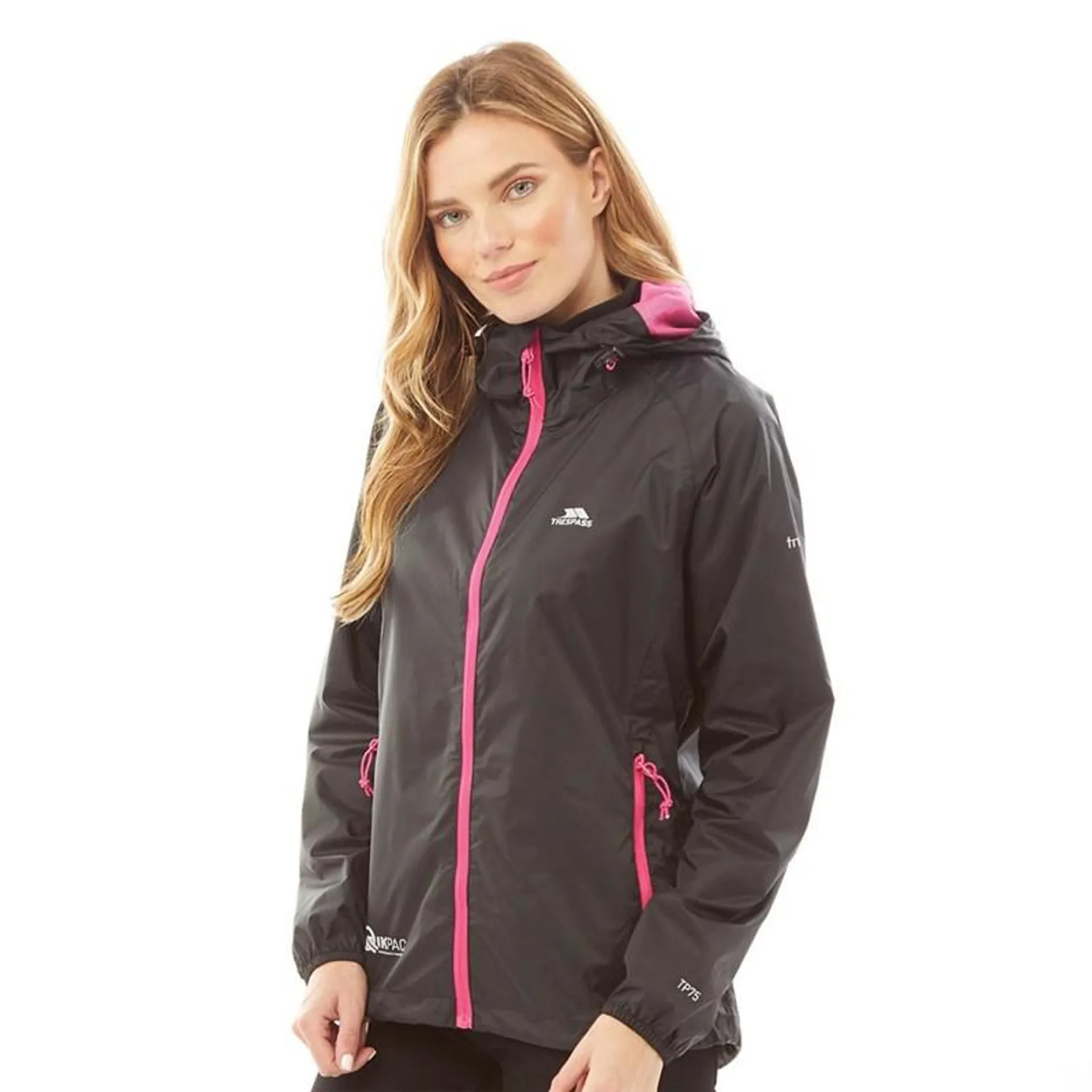 Trespass Womens Qikpac Waterproof Jacket Black