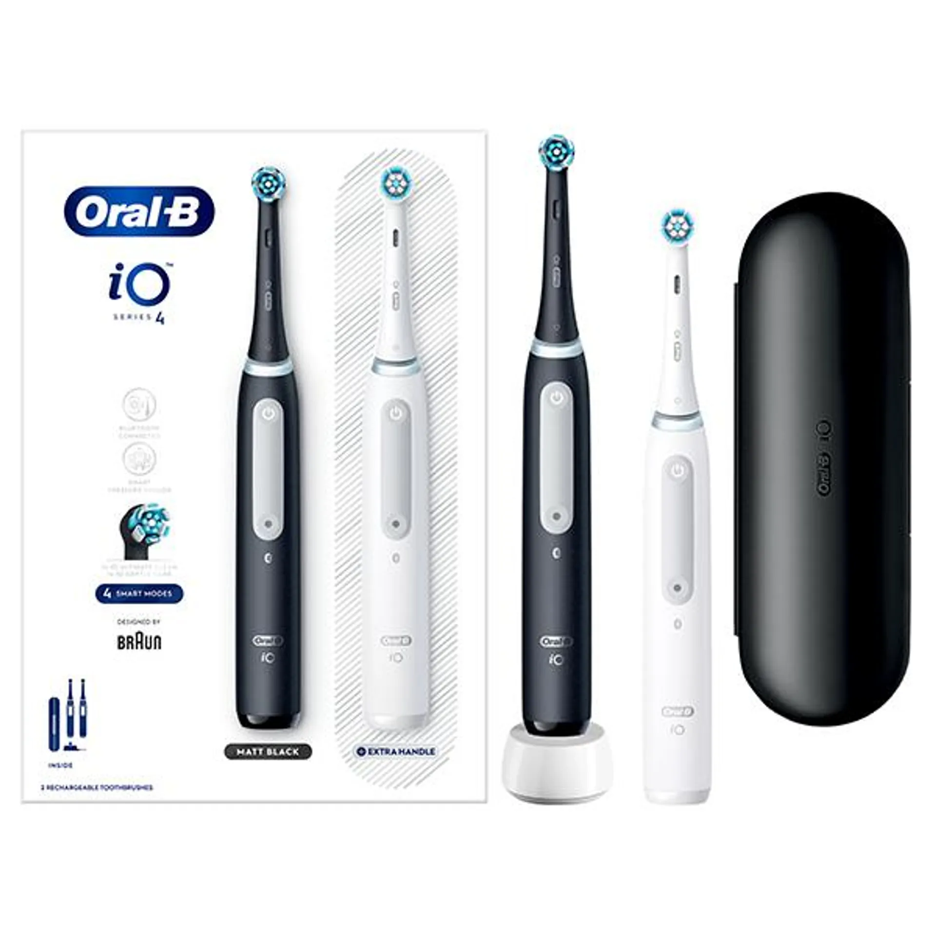 Oral-B iO4 Black & White Electric Toothbrush Duo Pack