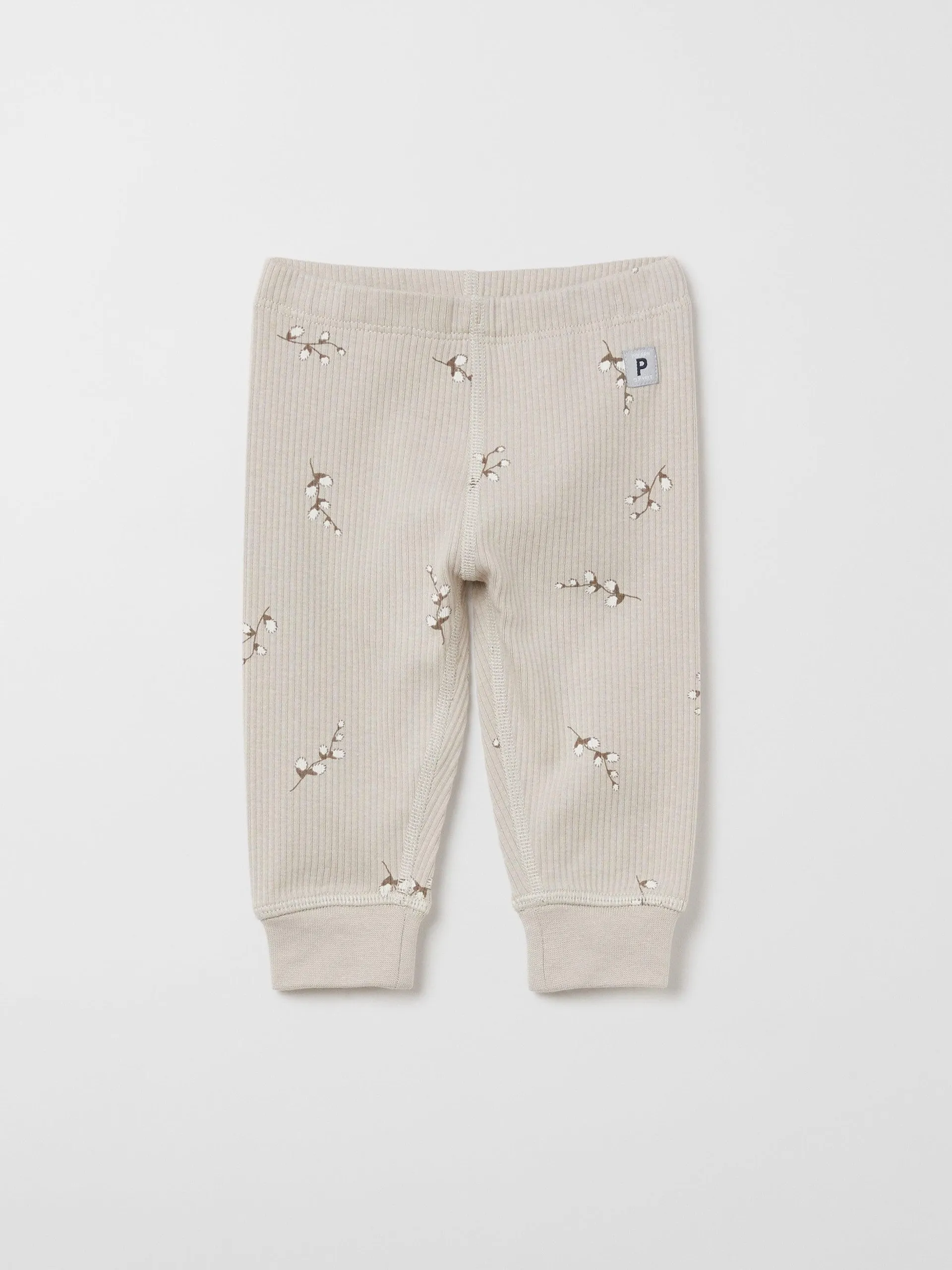 Ribbed Twig Print Baby Leggings