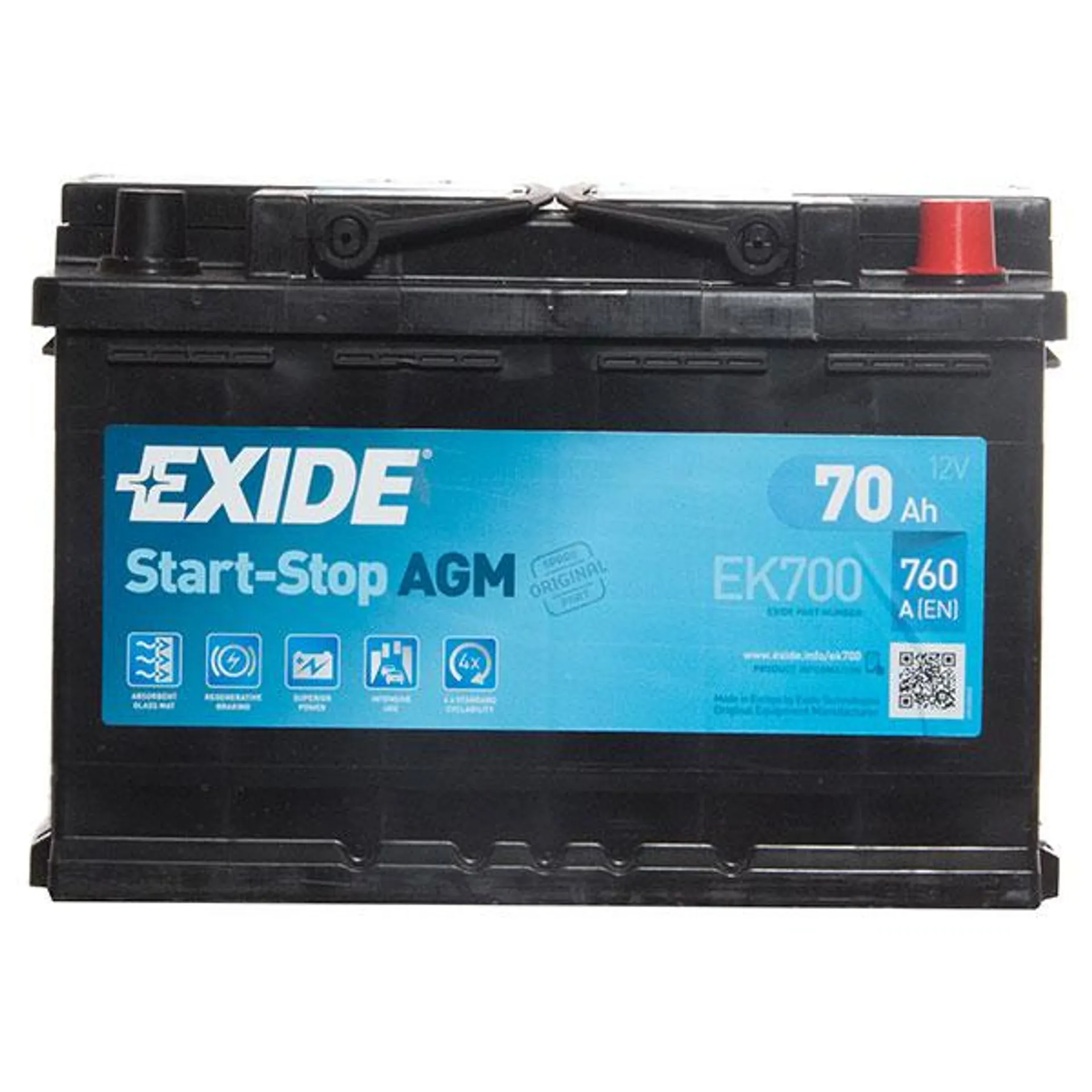 Exide AGM Stop/Start 096 70AH 760CCA Car Battery - 3 Year Guarantee