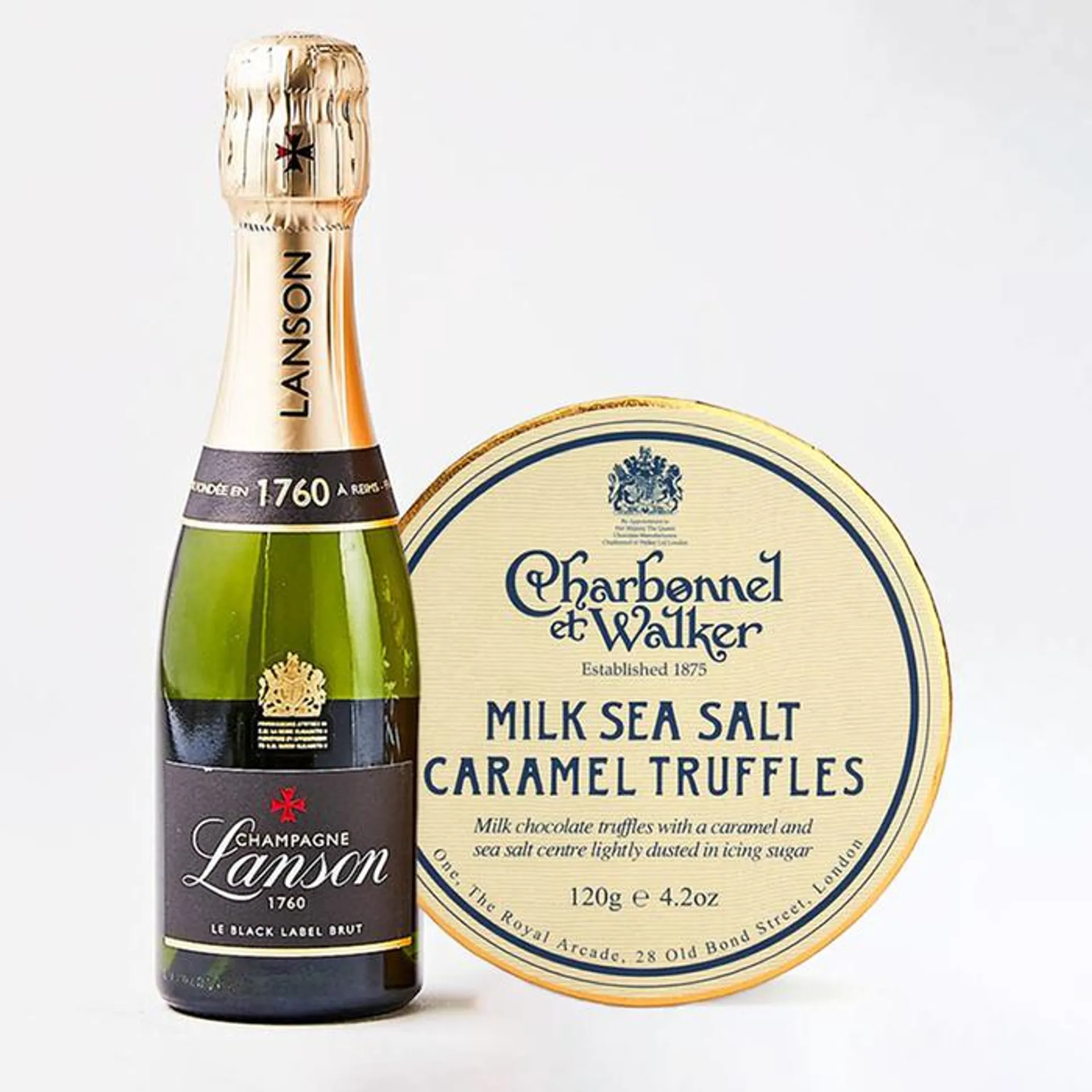 Lanson Le Black Création Brut NV 20cl & Salted Caramel Chocolate Truffles Gift Set