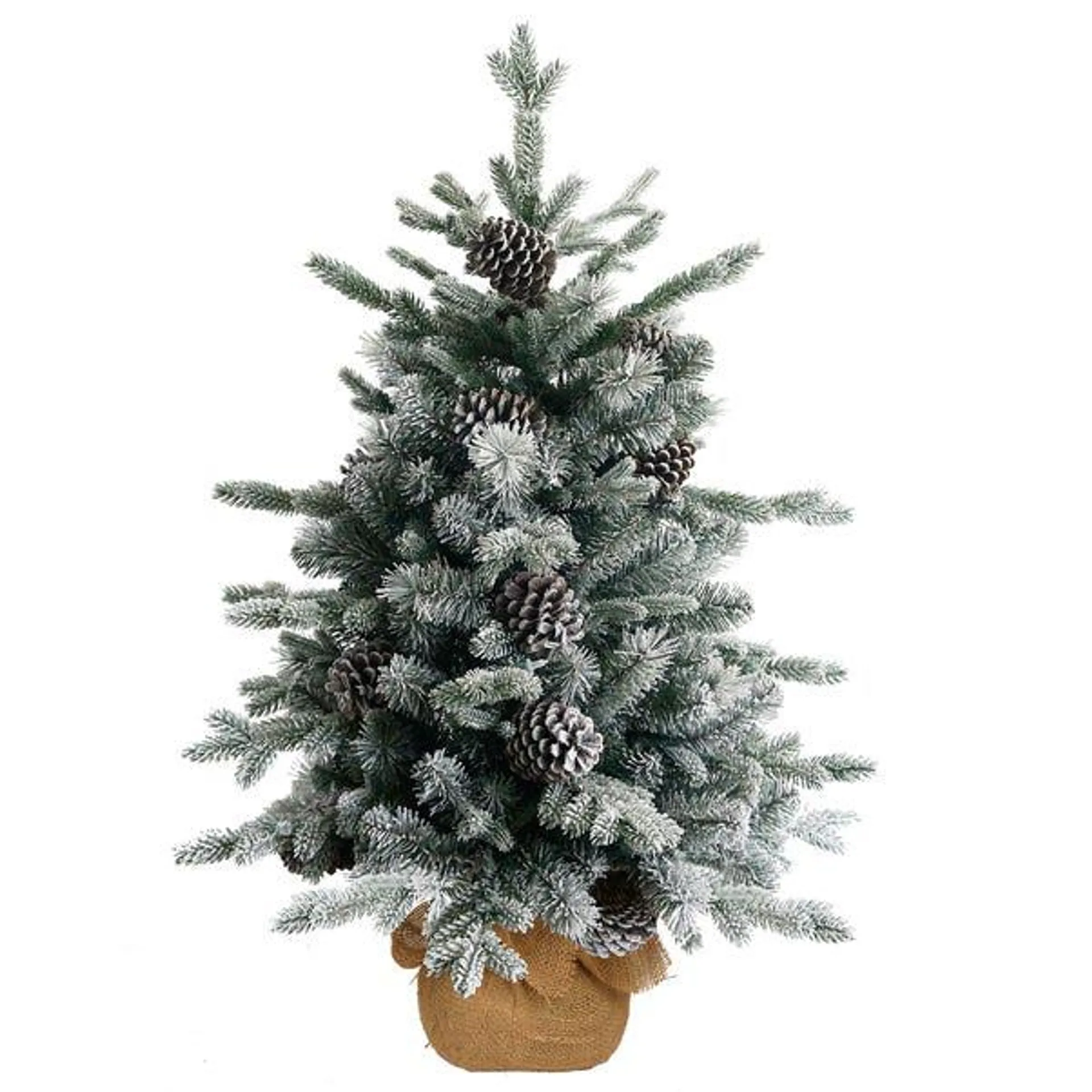 3ft Snowy Dorchester Pine Christmas Tree In Burlap Bag