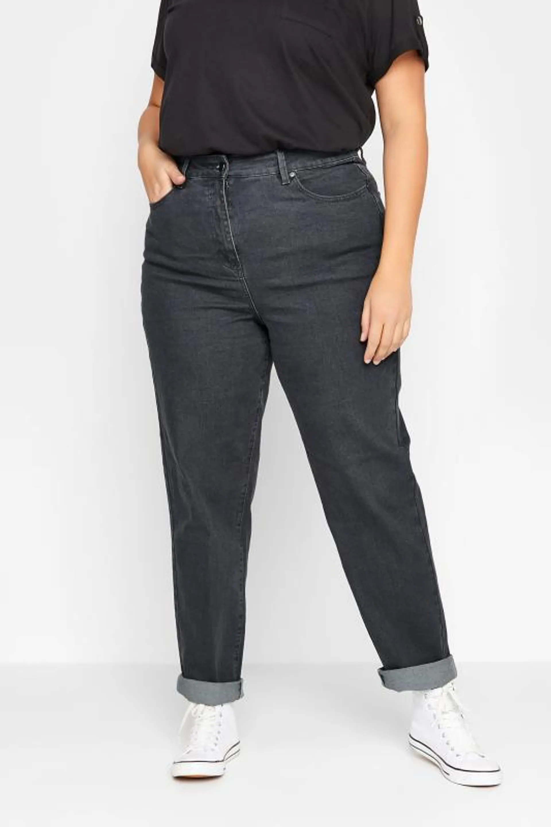 LTS Tall Grey UNA Stretch Mom Jeans