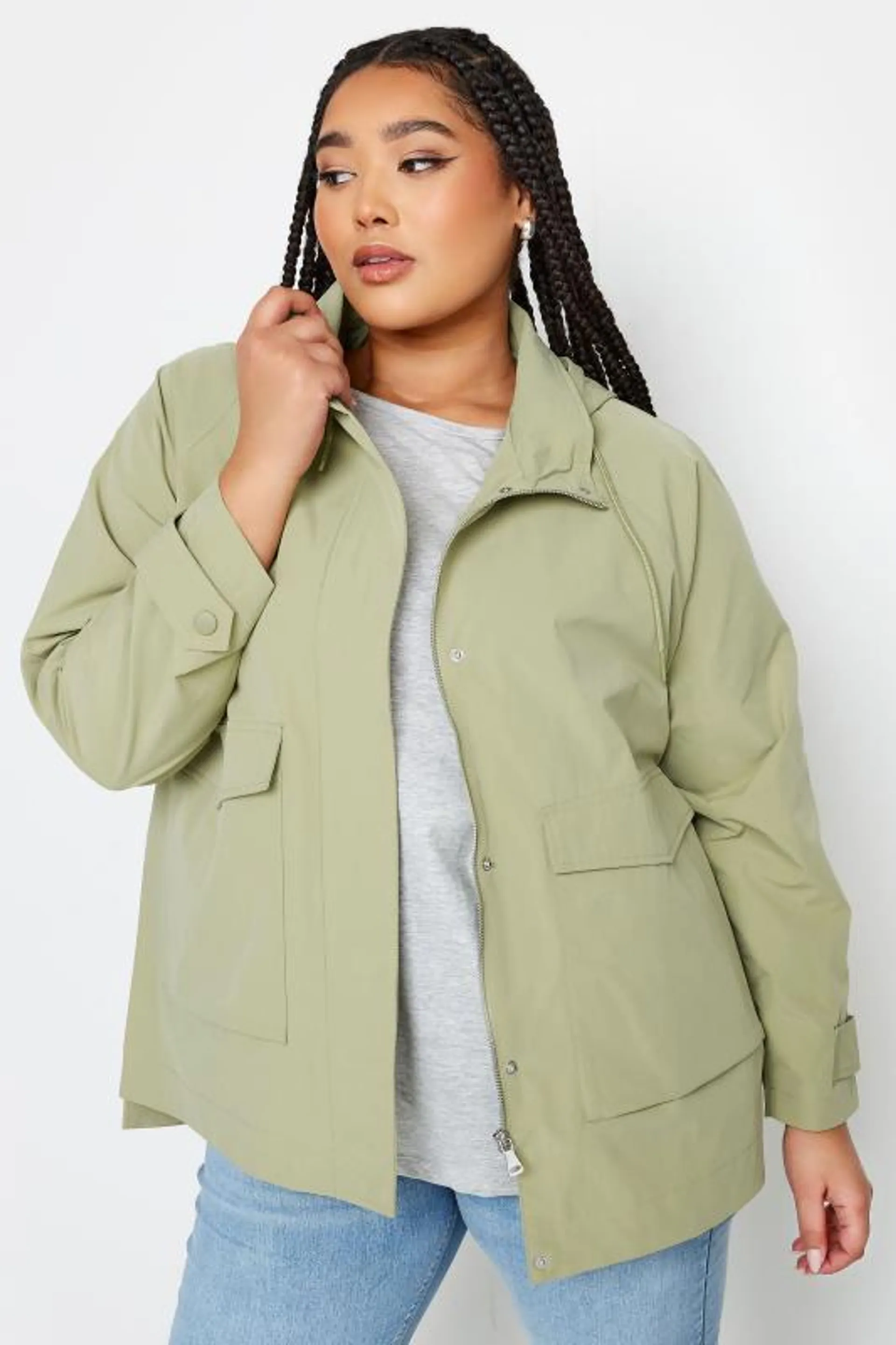 YOURS Curve Sage Green Raglan Lightweight Jacket