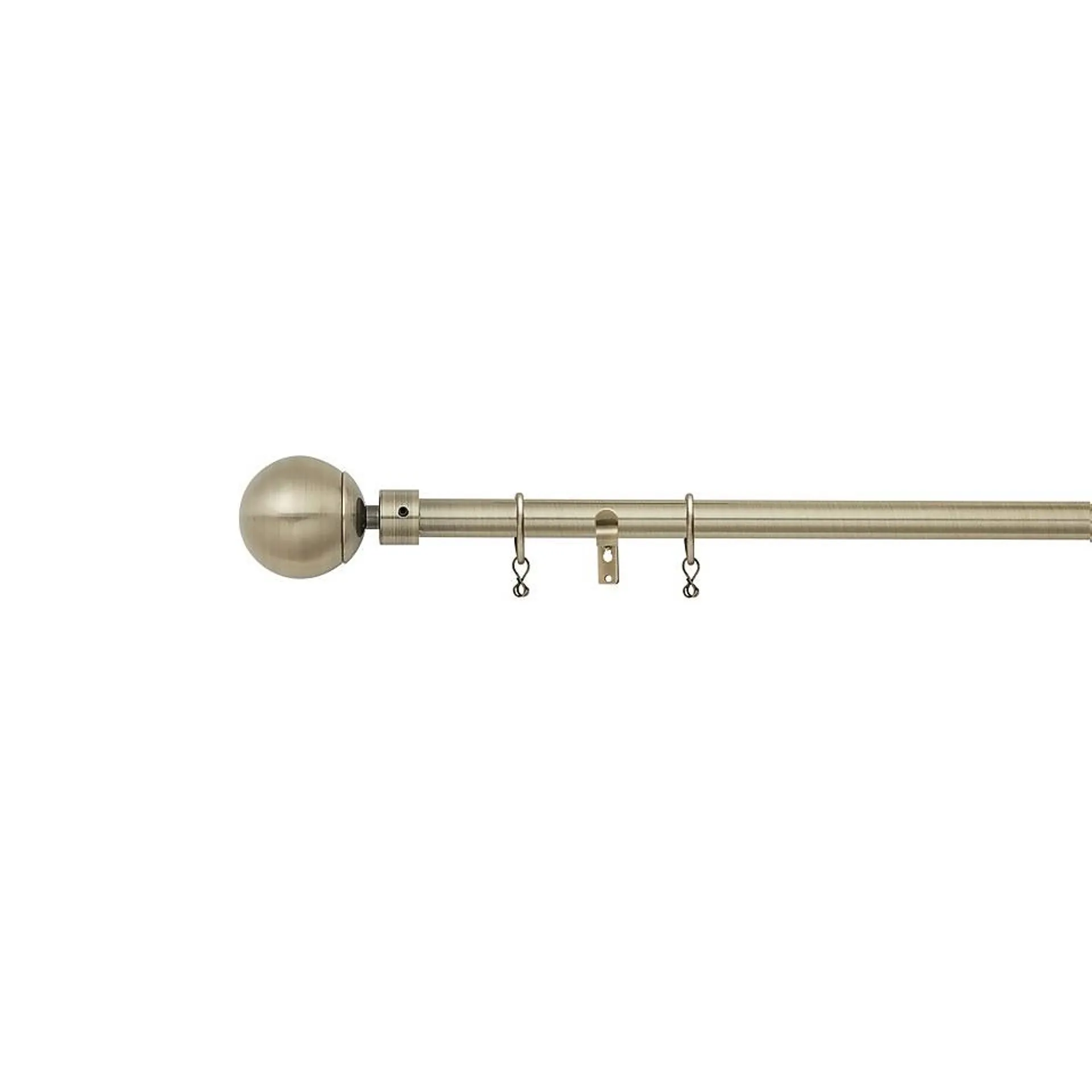 Antique Brass Extendable Curtain Pole with Ball Finial- 120-210cm (Dia 16/19mm)