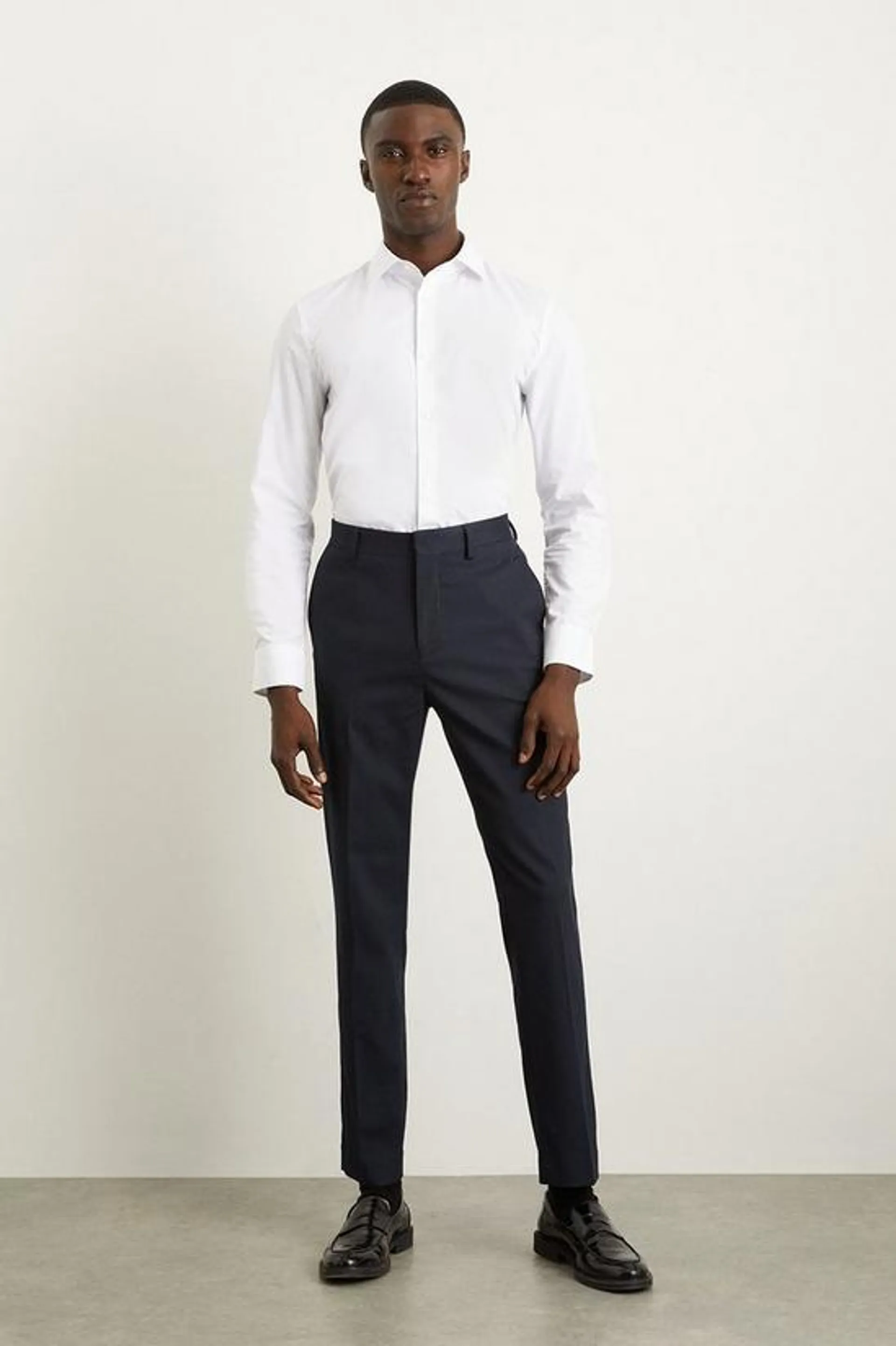 Slim Fit Navy Fine Stripe Trousers