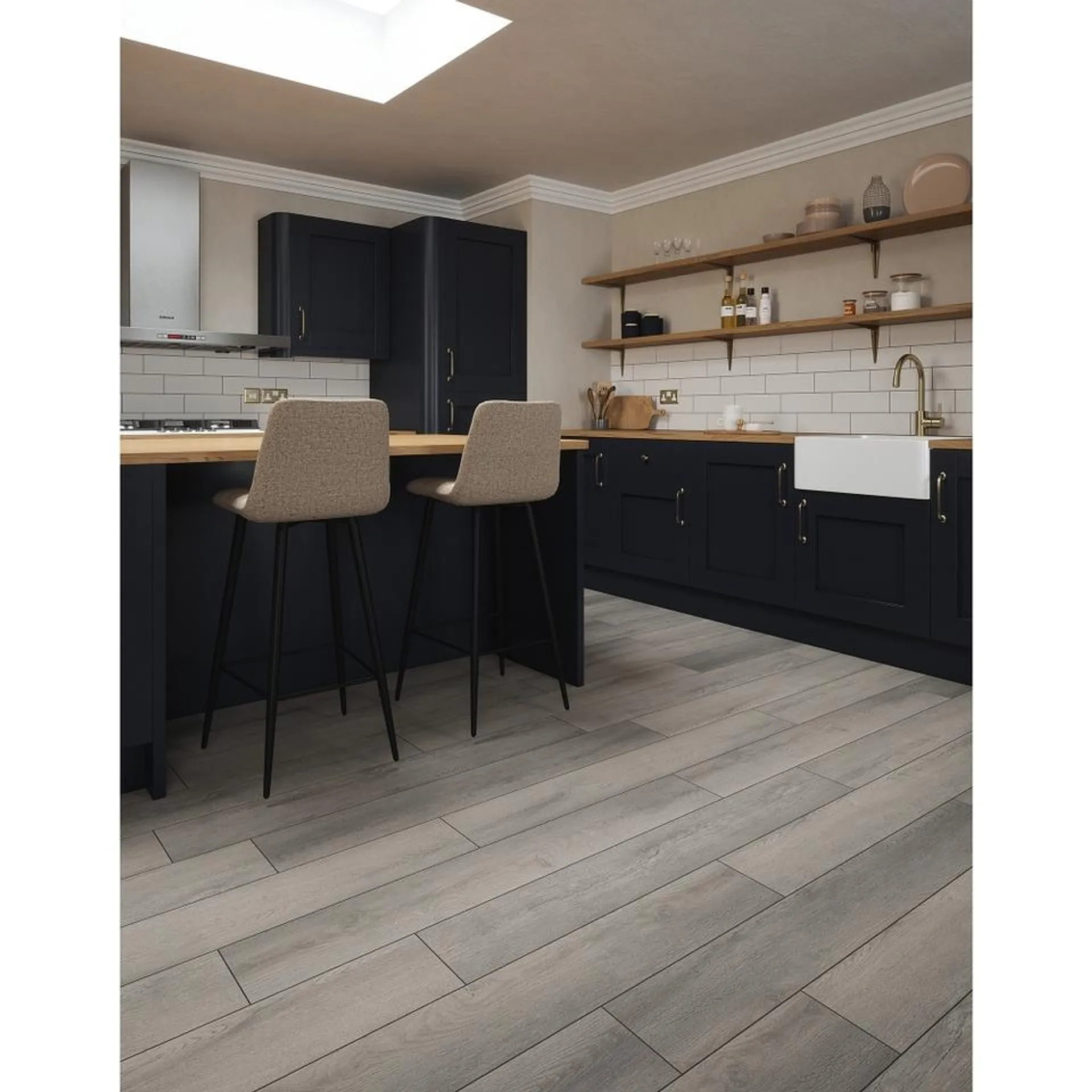 UltraClick SPC Easy Click-Fit Luxury Vinyl Flooring - Light Grey Plank