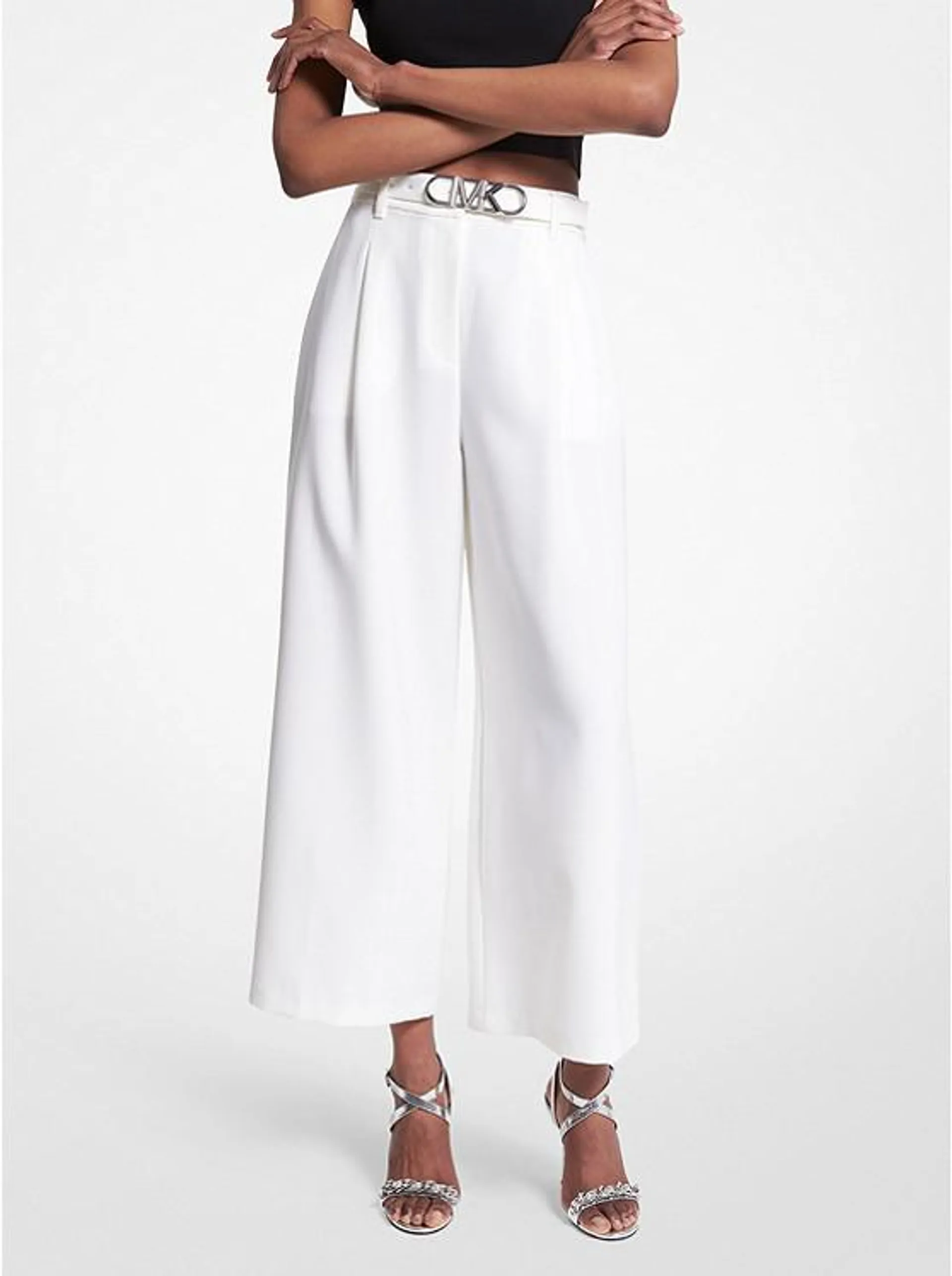 Cropped Stretch Twill Belted Pants