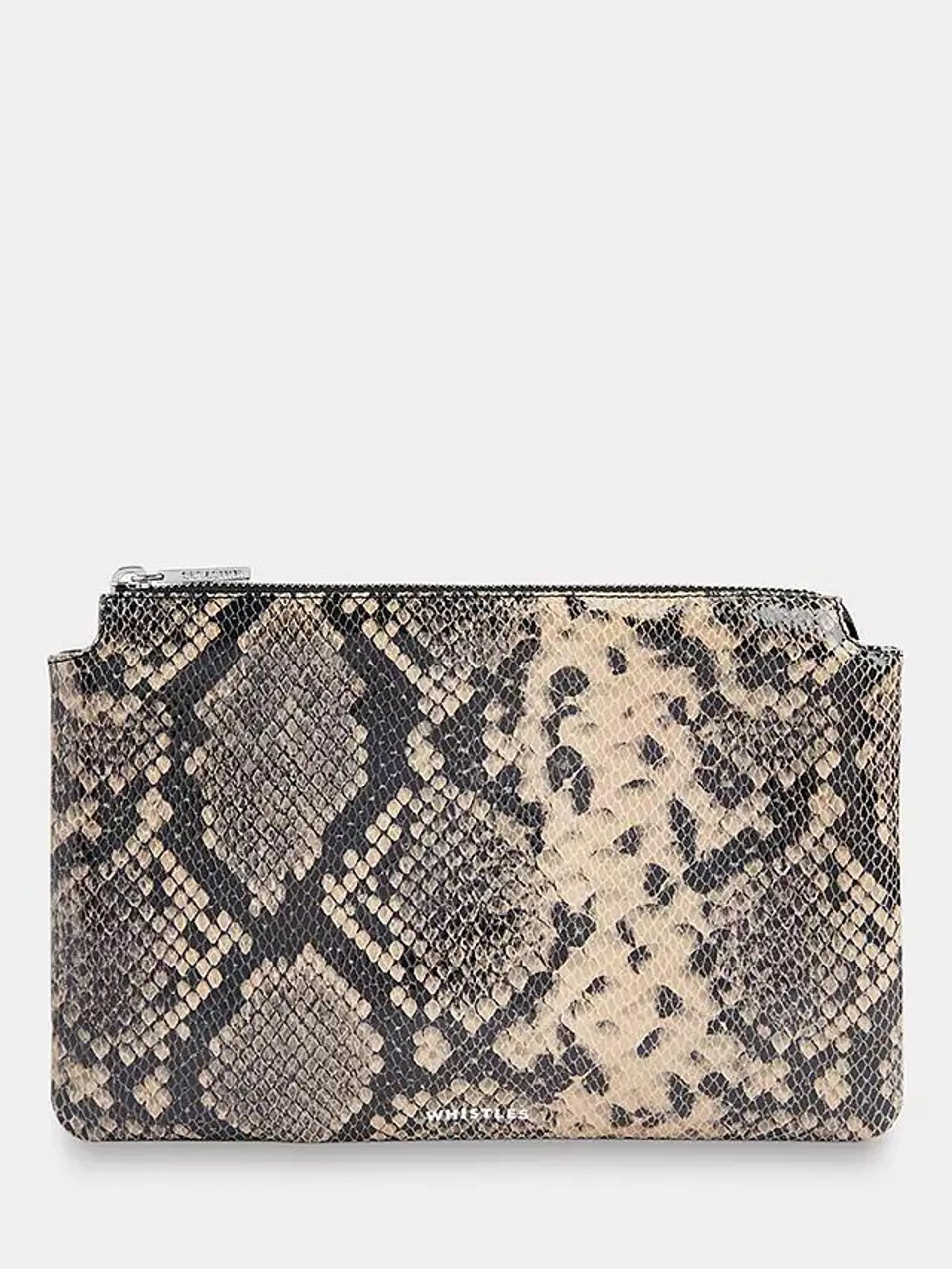 Elita Snake Double Leather Clutch, Multi