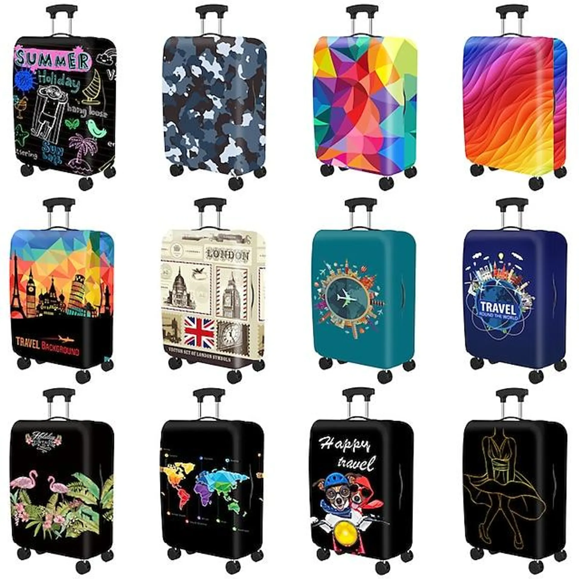Durable Travel Luggage Cover, Dacron Elastic Suitcase Cover Protector, Foldable Washable Luggage Cover Protector