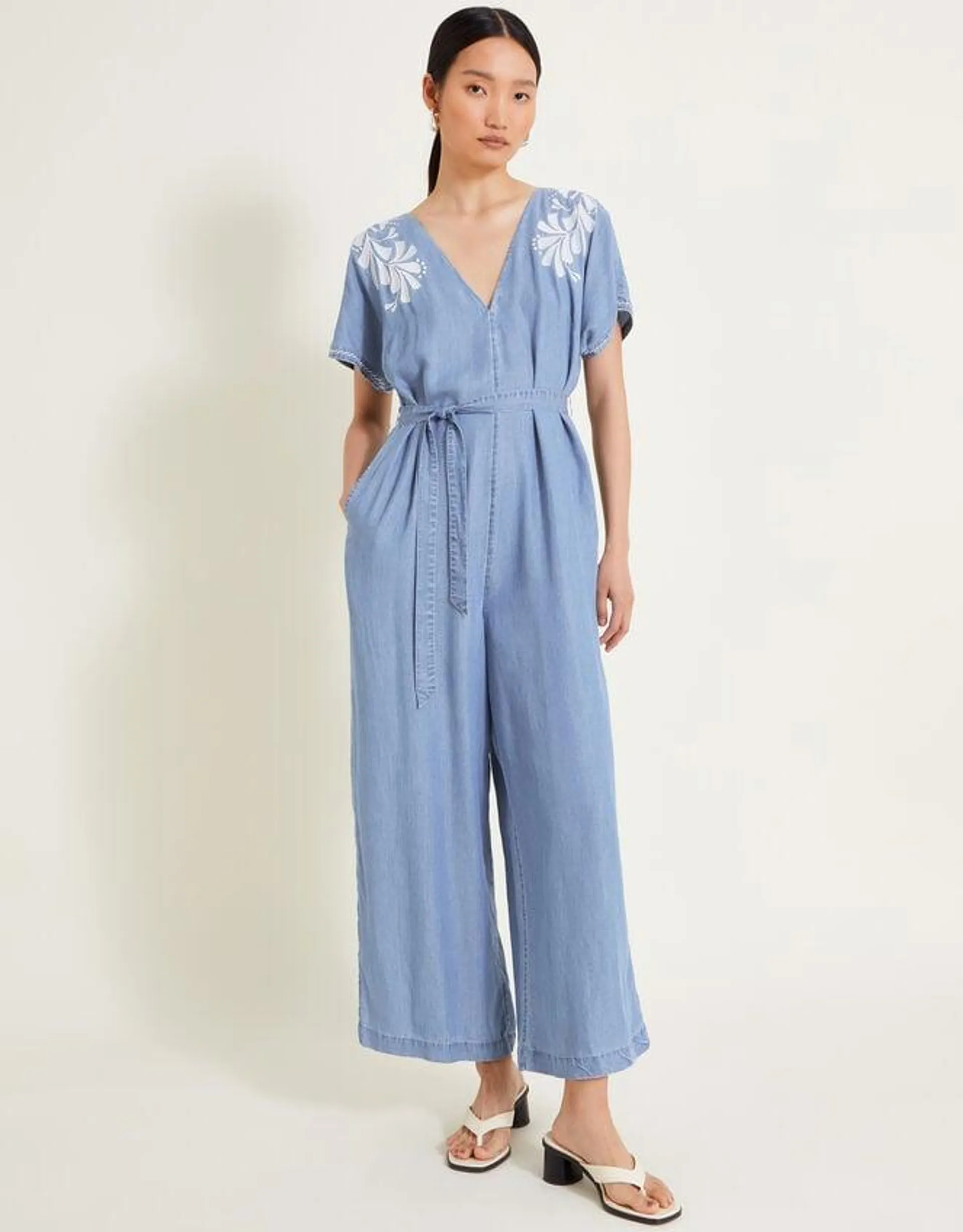 Jael Embroidered Jumpsuit Blue