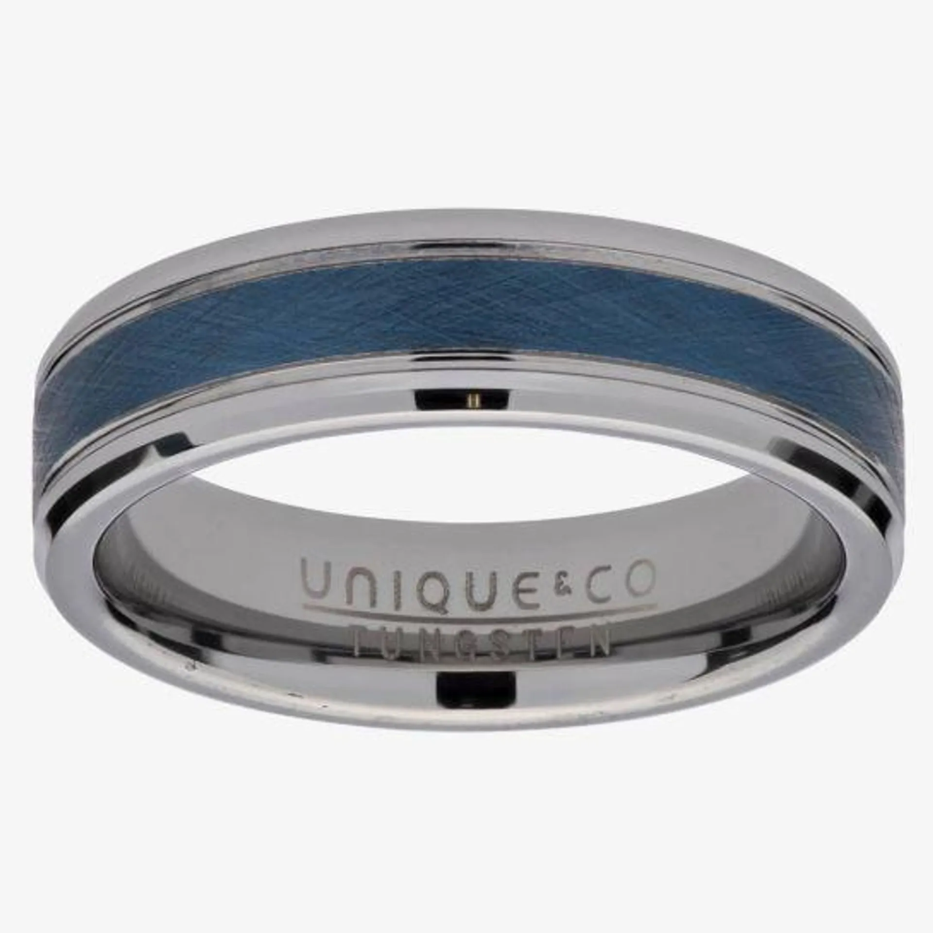 Unique 6mm Blue Inlay Tungsten Carbide Ring TUR-89