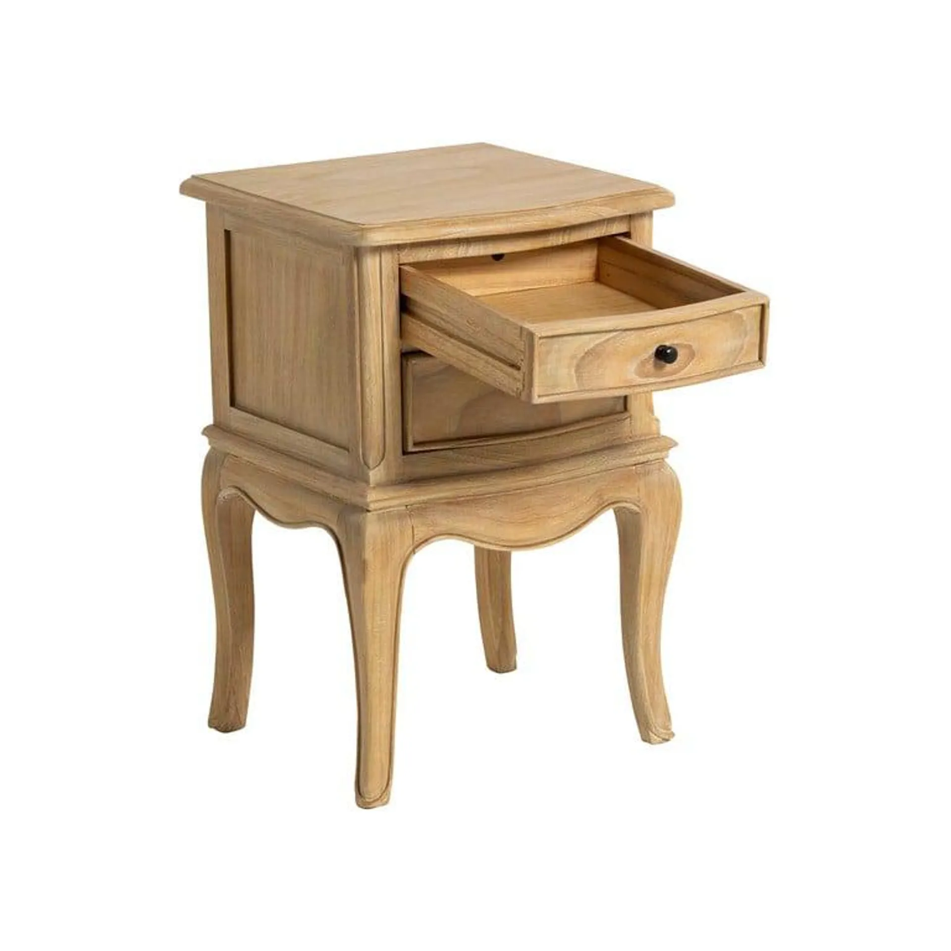 Light Wooden French Style 2 Drawer Bedside Table