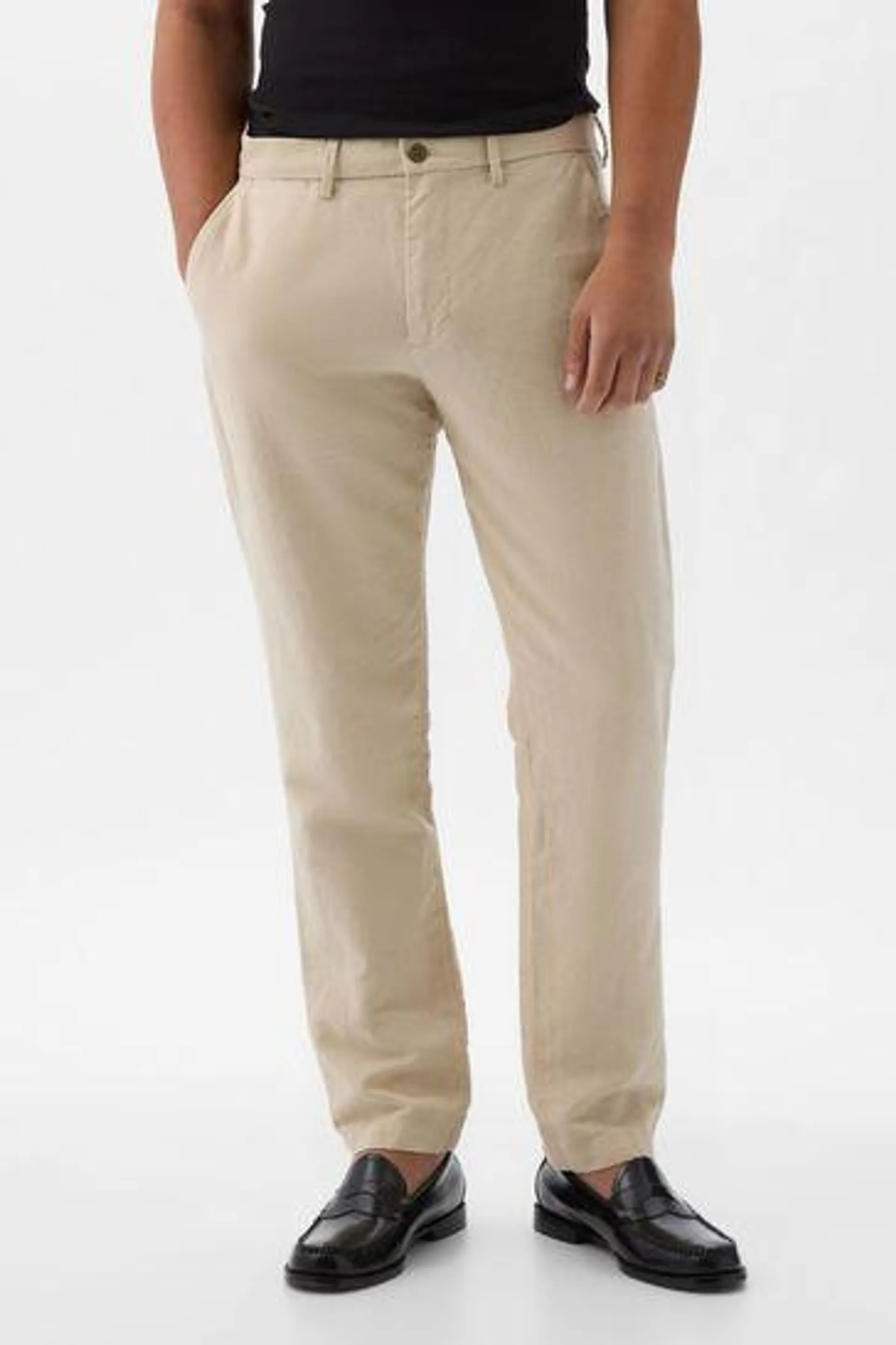 Linen Blend Slim Fit Trousers