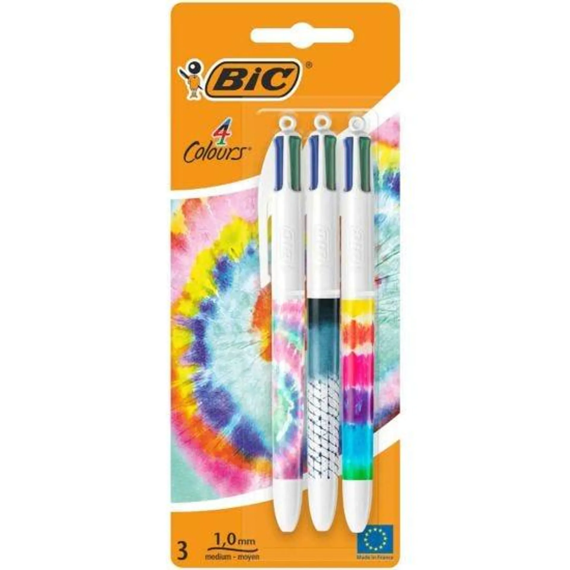 BIC 4 Colour Tie Dye Ballpoint Pens Pack 3