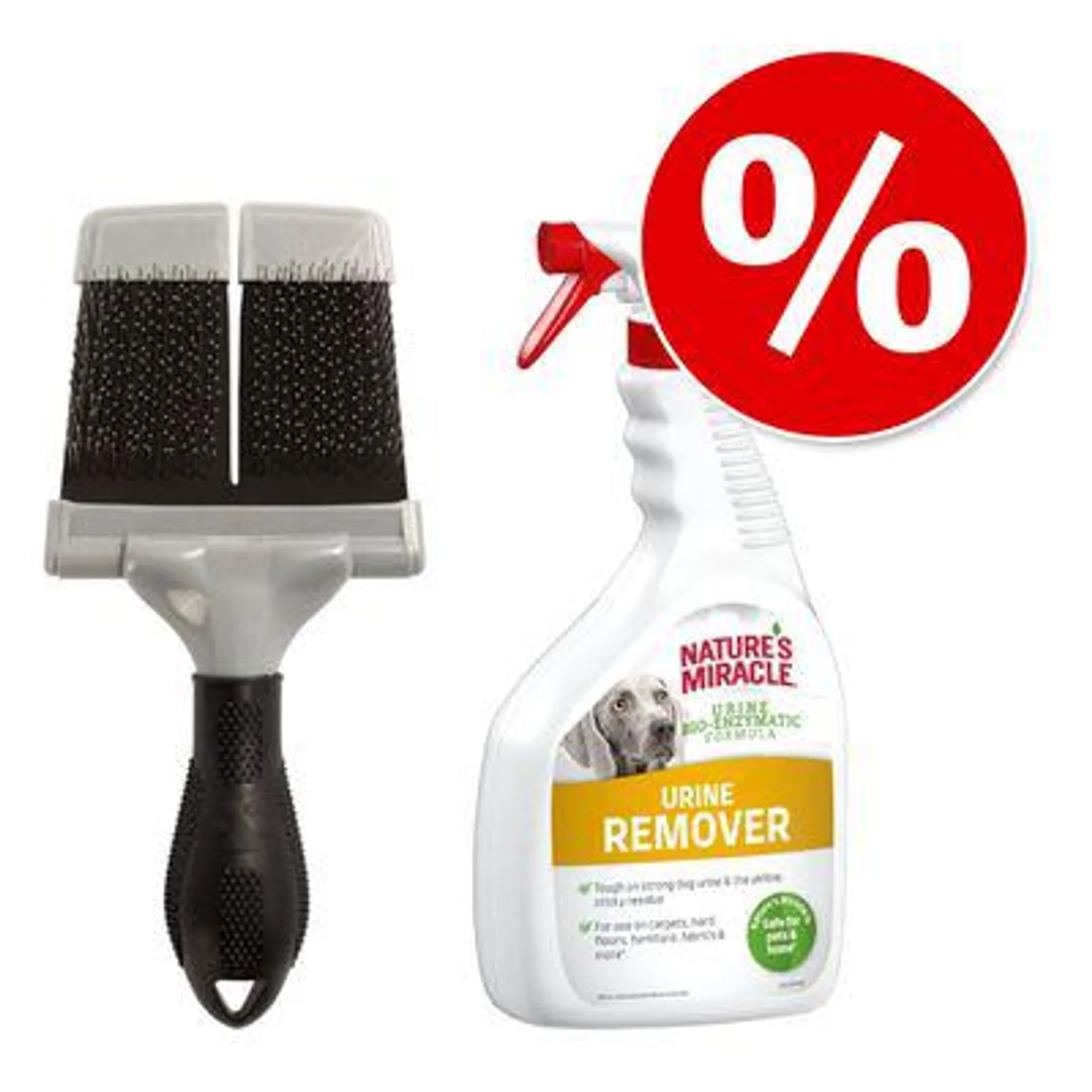 FURminator Dog Brush + Nature's Miracle Remover Spray - Bundle Price! *