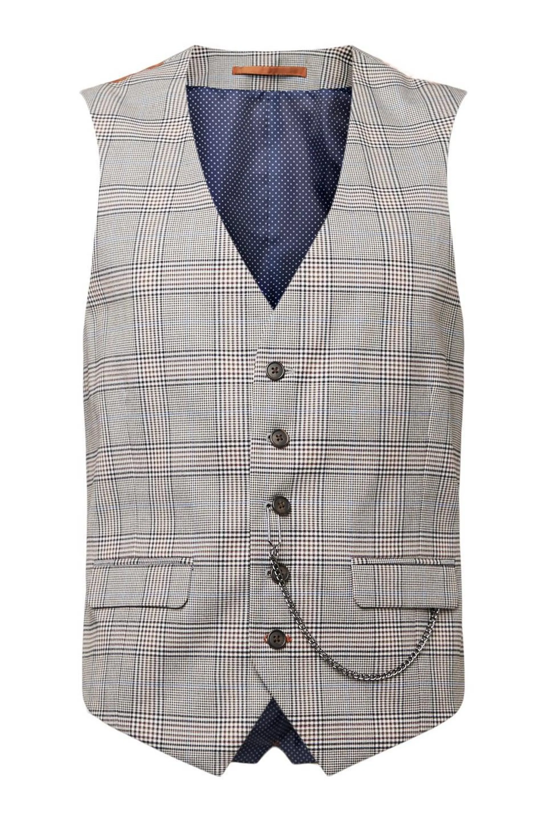 Brown Retro Check Waistcoat