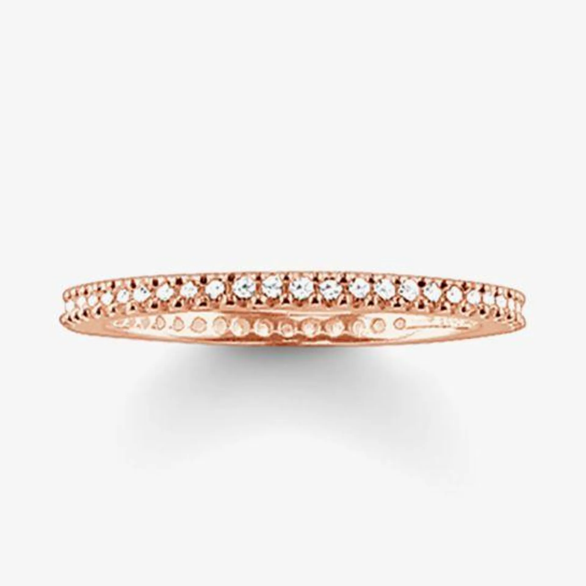 Rose Gold Plated Small Clear Cubic Zirconia Narrow Eternity Ring