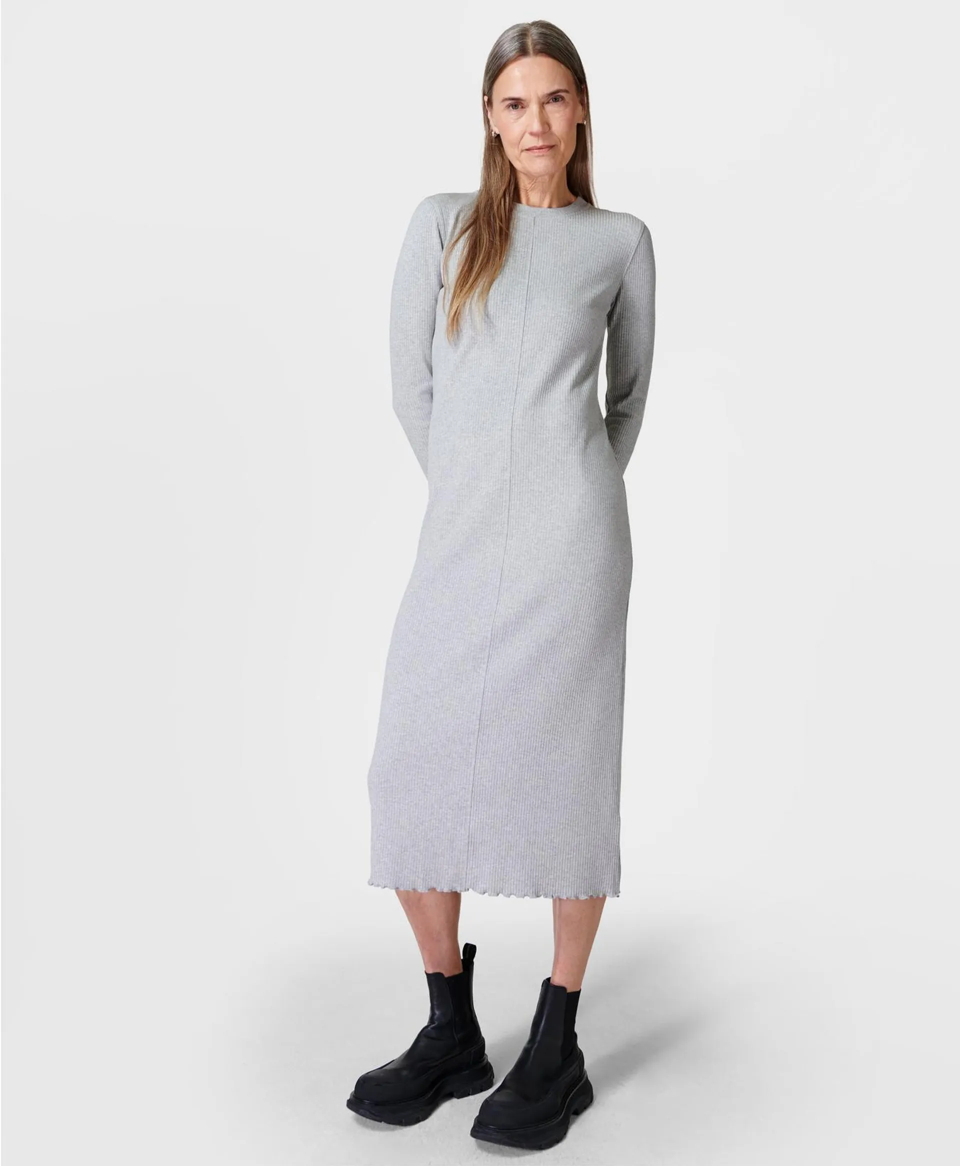 Ribbed Long Sleeve Midi Dress