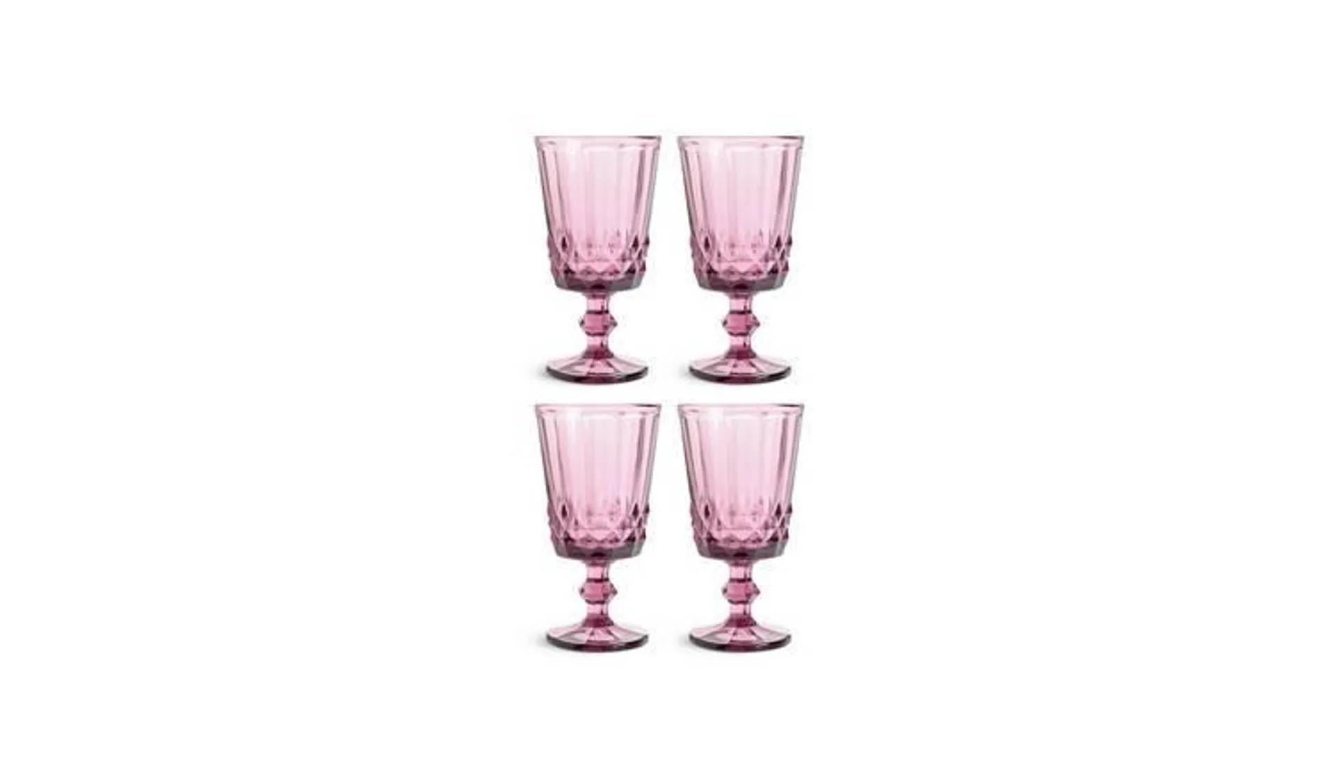 Habitat Plum Pressed Set of 4 Wine Glass