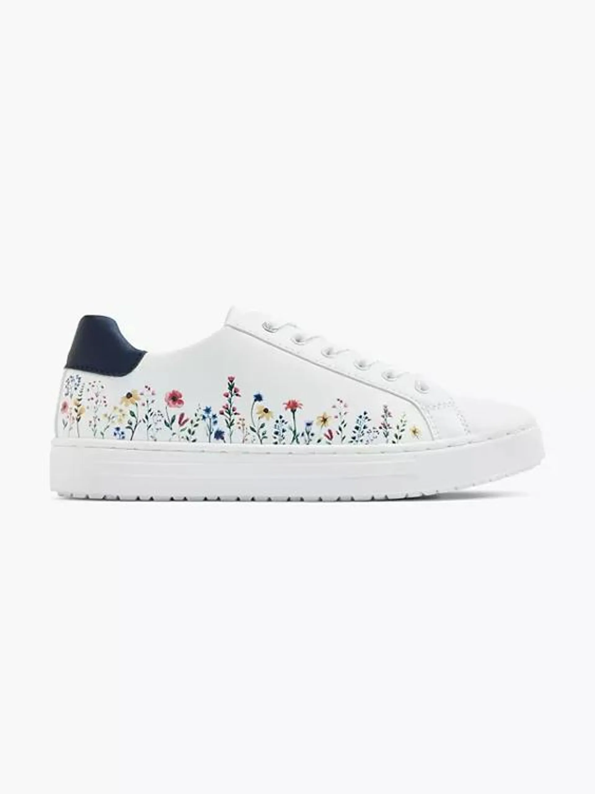 Lace Up Cupsole Trainer with Flower Detail