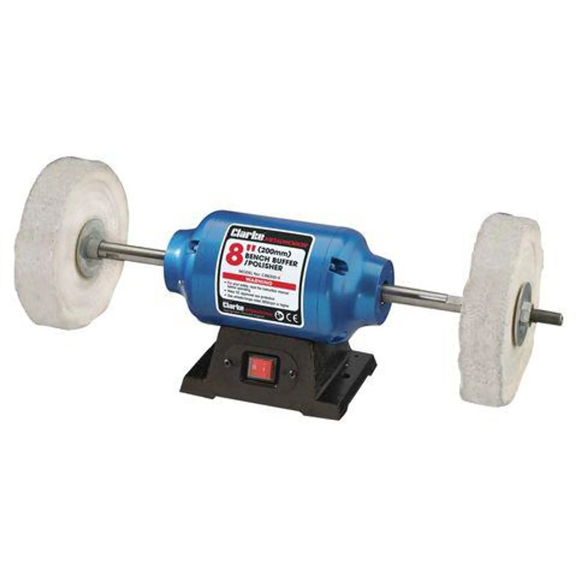 Clarke CBB200-E 200mm Bench Buffer/Polisher with Extended Spindles (230V)