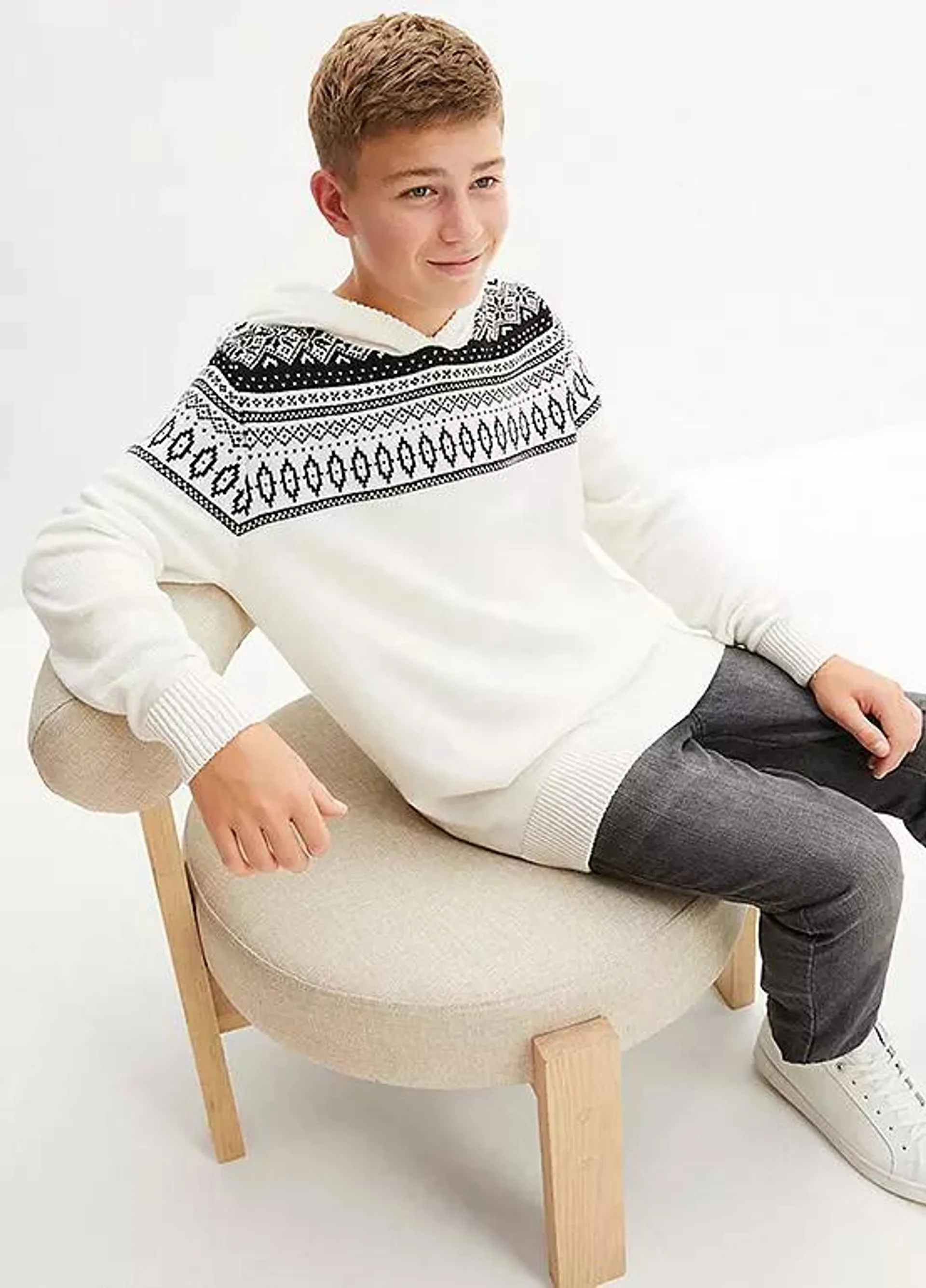 Kids Fairisle Knit Hoodie