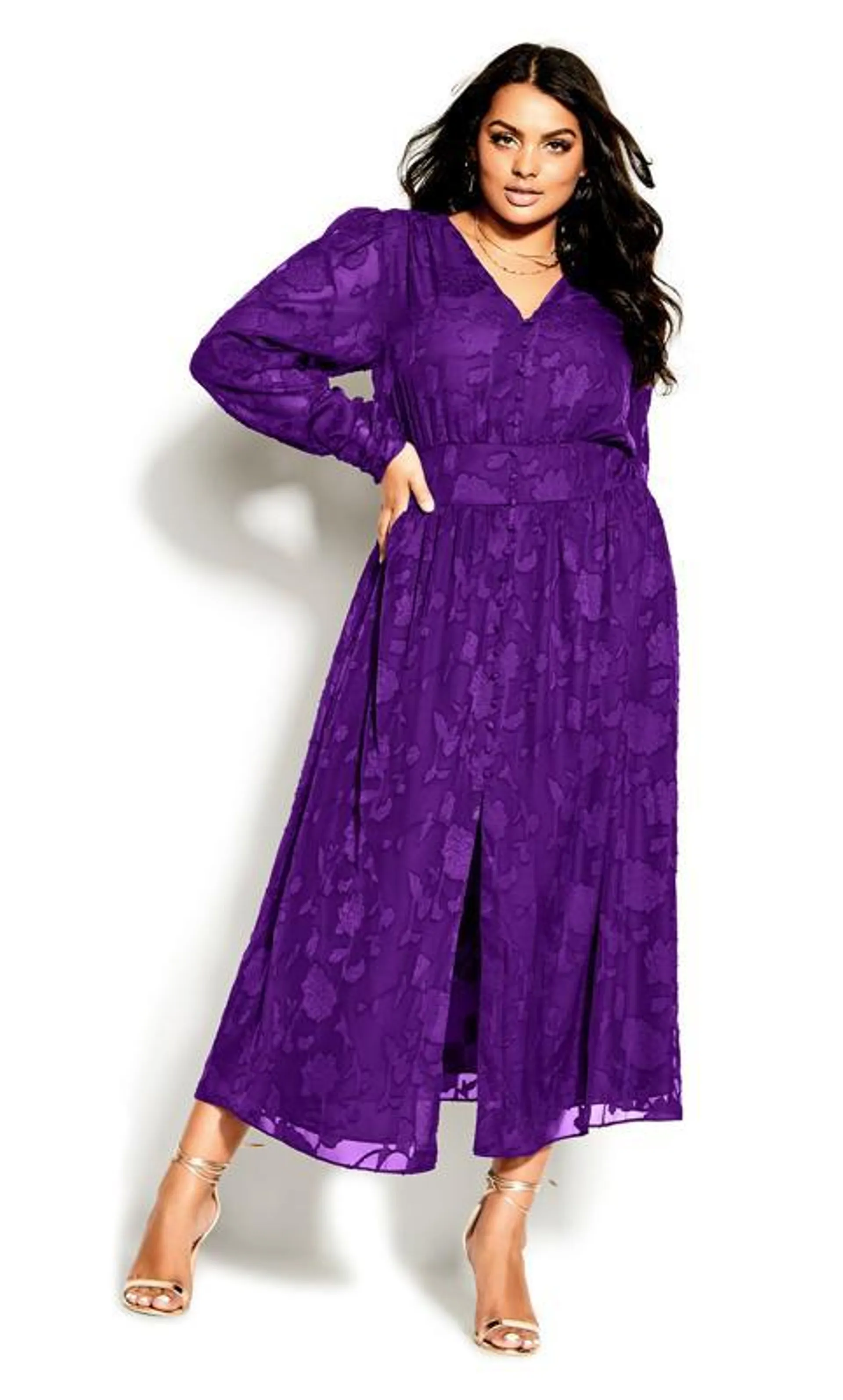 City Chic Purple Lace Midaxi Dress