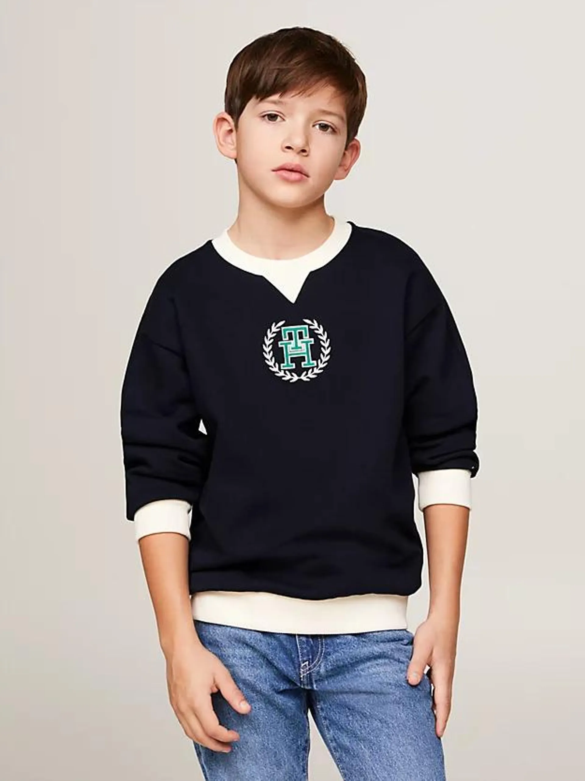 TH Monogramm Sweatshirt mit Stickerei