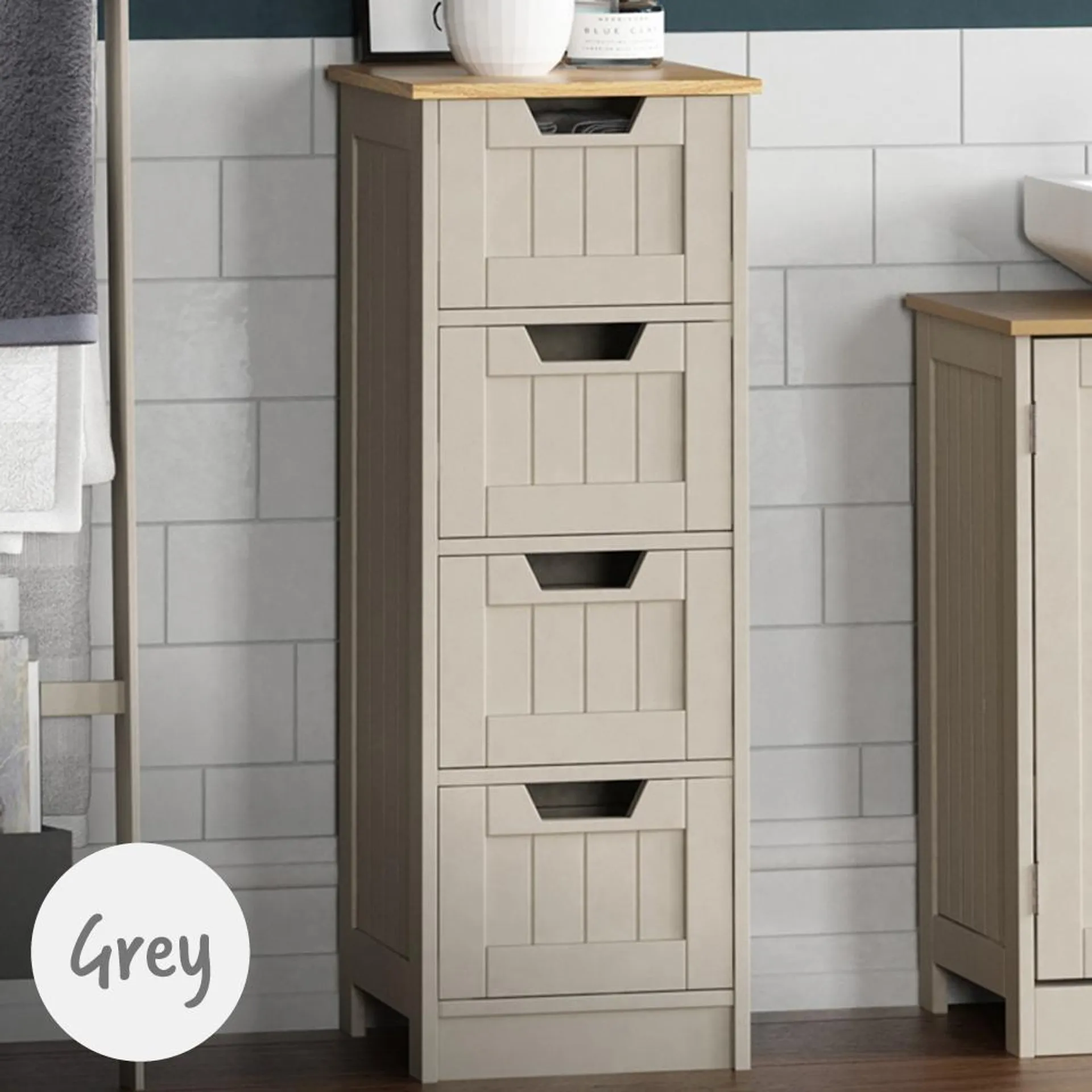 Lassic Bath Vida Priano Grey 4 Drawer Floor Cabinet