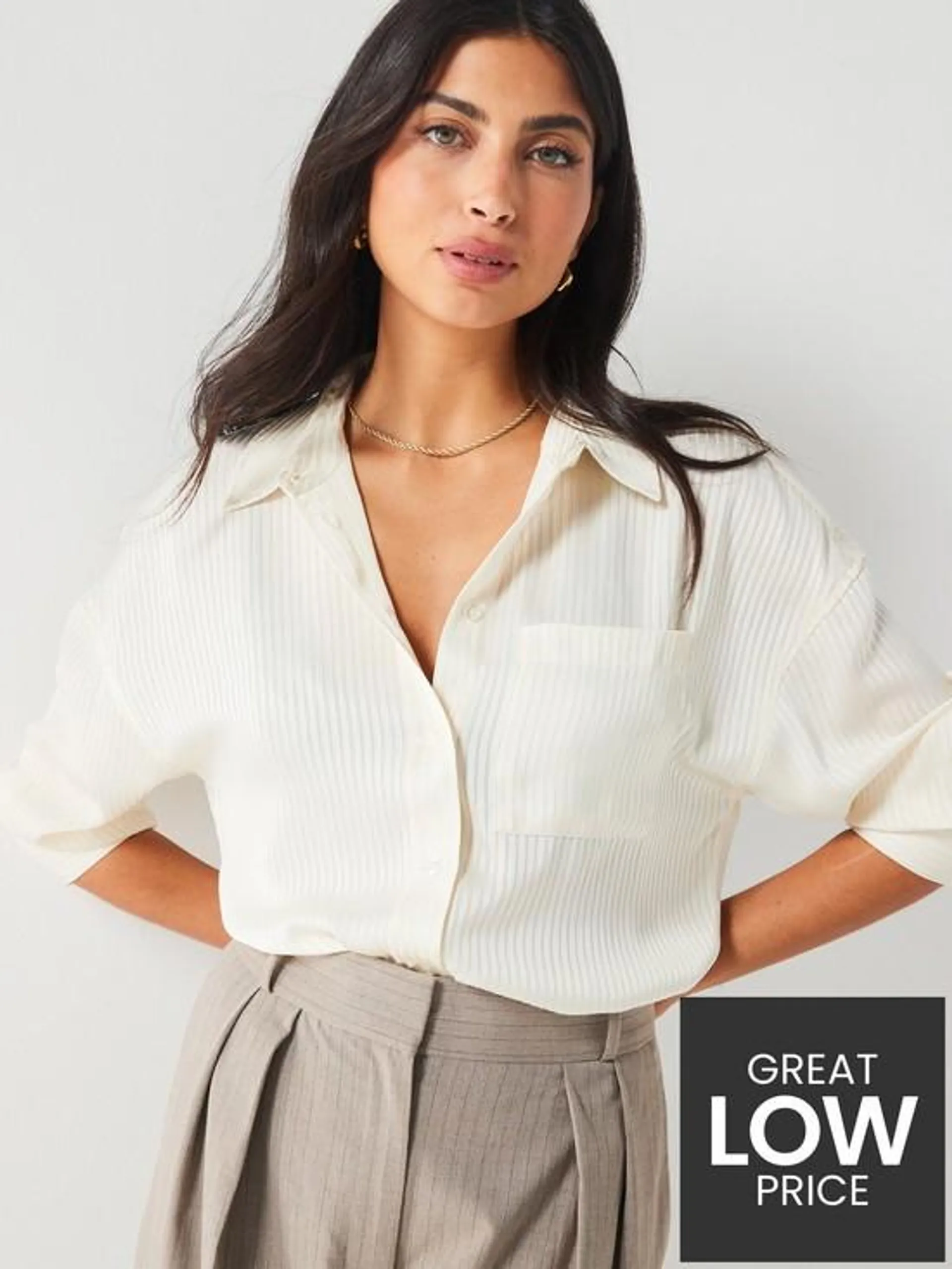 Satin Stripe Shirt - White