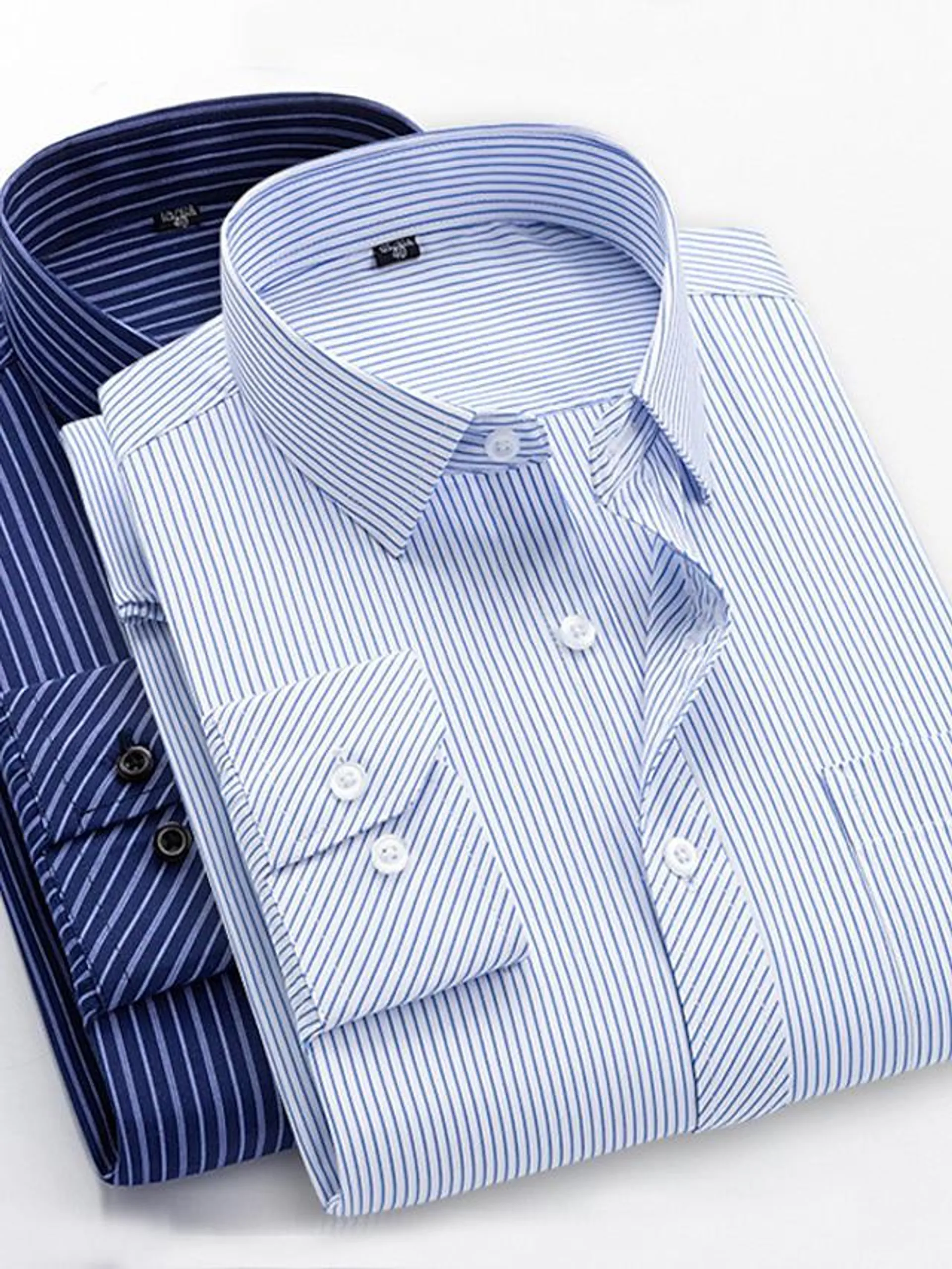 Men's Button Up Shirt Dress Shirt Collared Shirt Non Iron Shirt A B C Long Sleeve Striped Collar Spring & Fall Wedding Work Clothing Apparel Button-Down