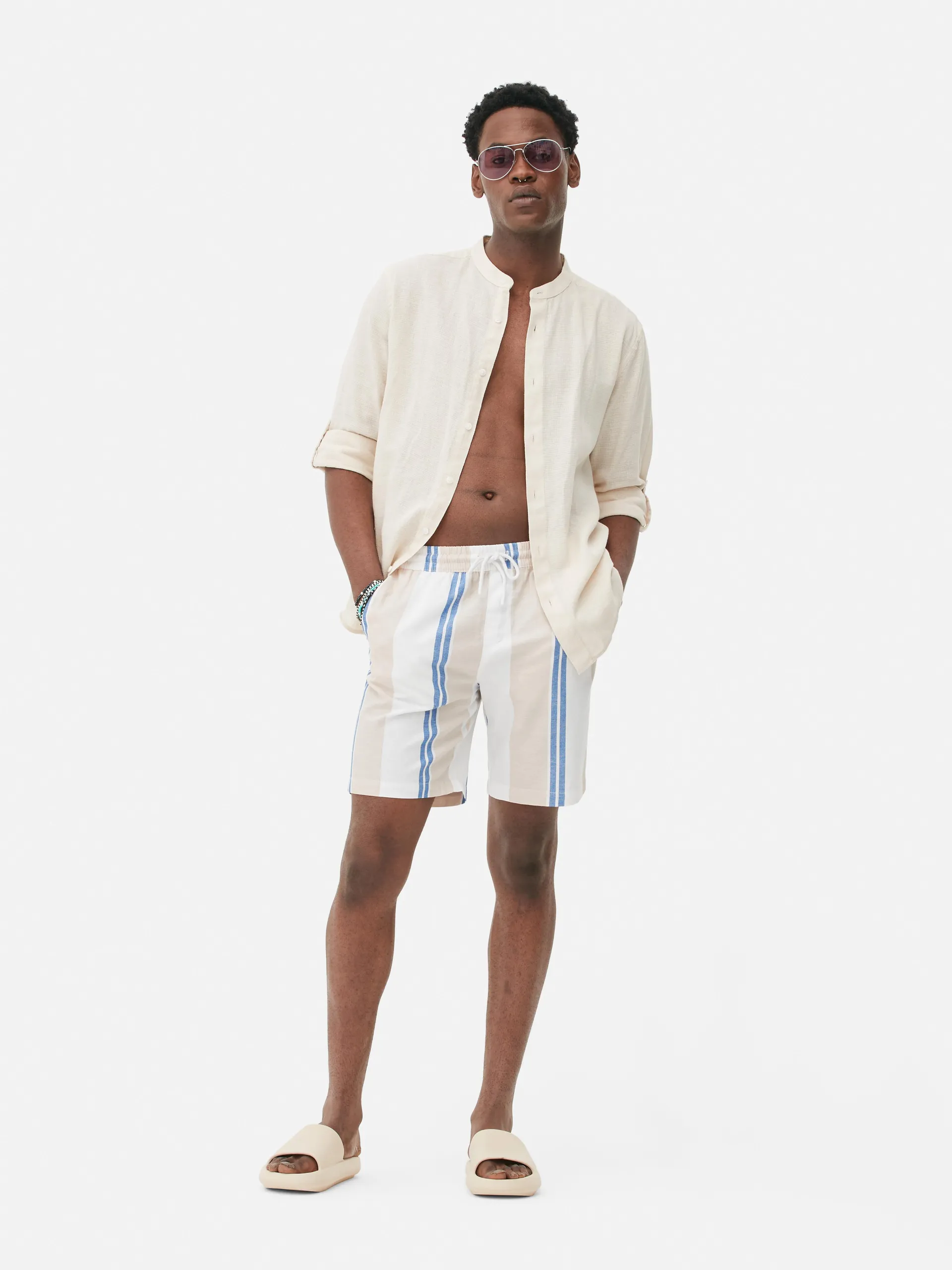 Textured Drawstring Bermuda Shorts