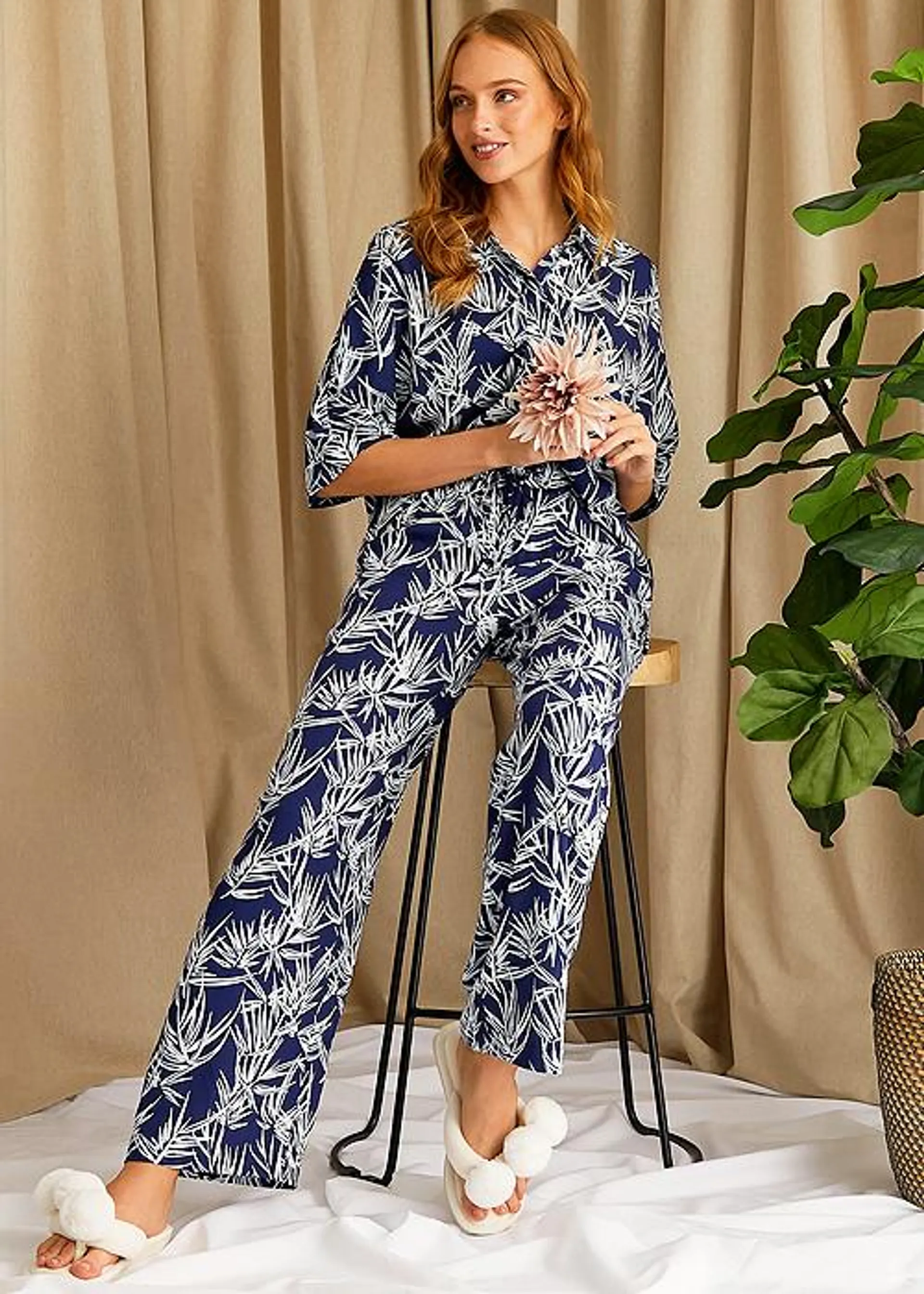 Pretty You London Studio Midnight Long Pyjama Set