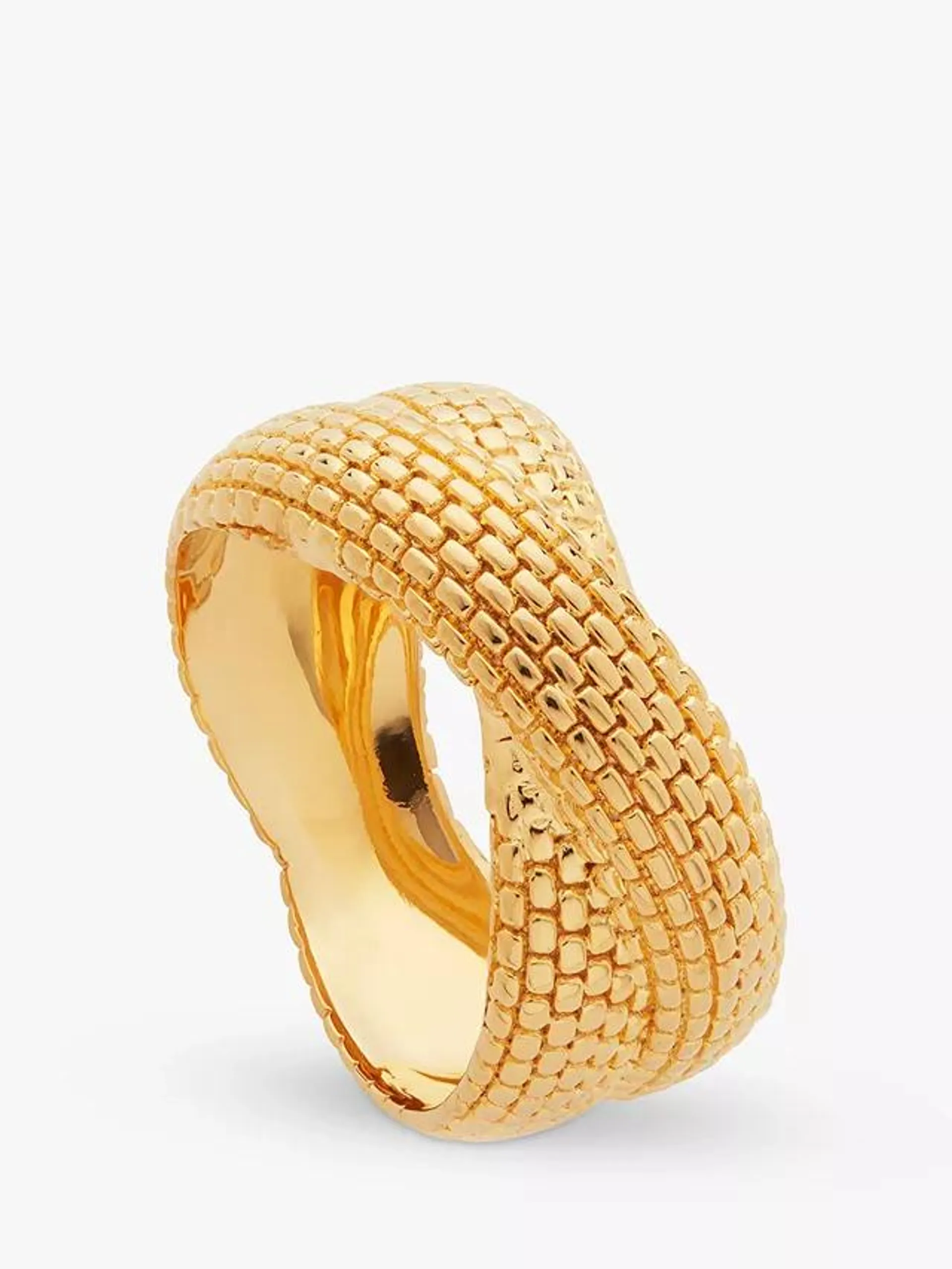 Monica Vinader Doina Textured Cross Ring, Gold