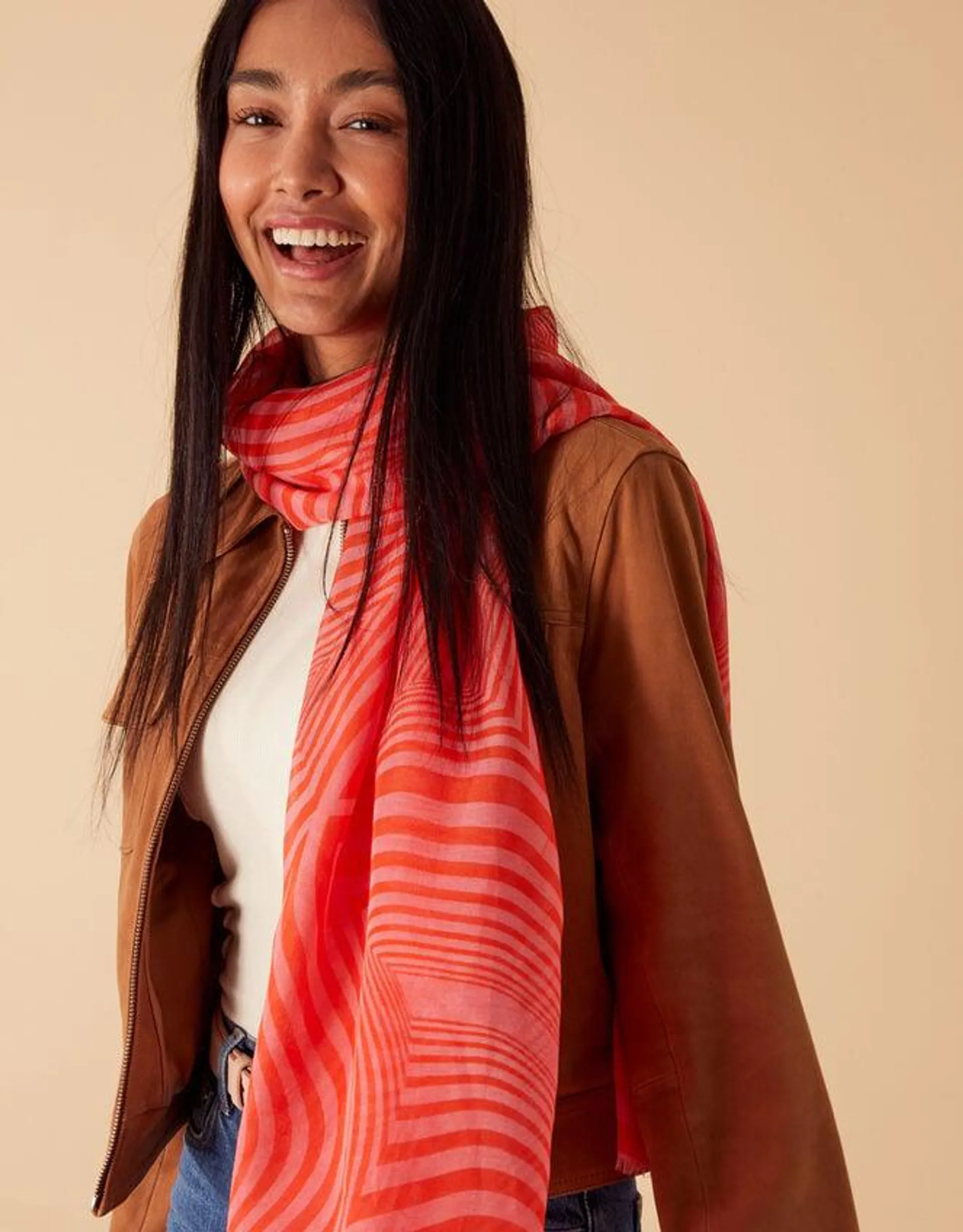 Bright Geometric Print Scarf in Recycled Polyester