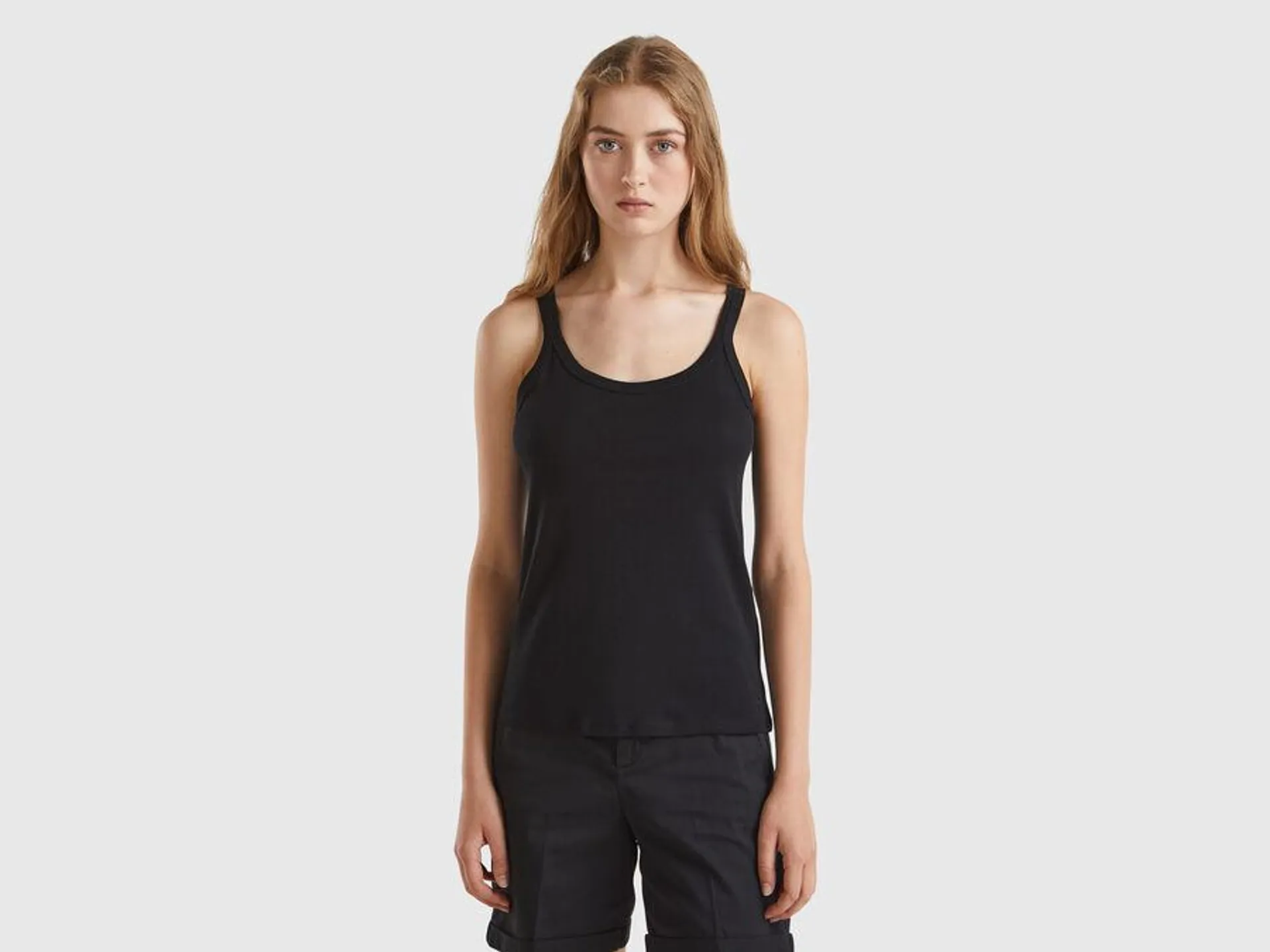 Black tank top in pure cotton