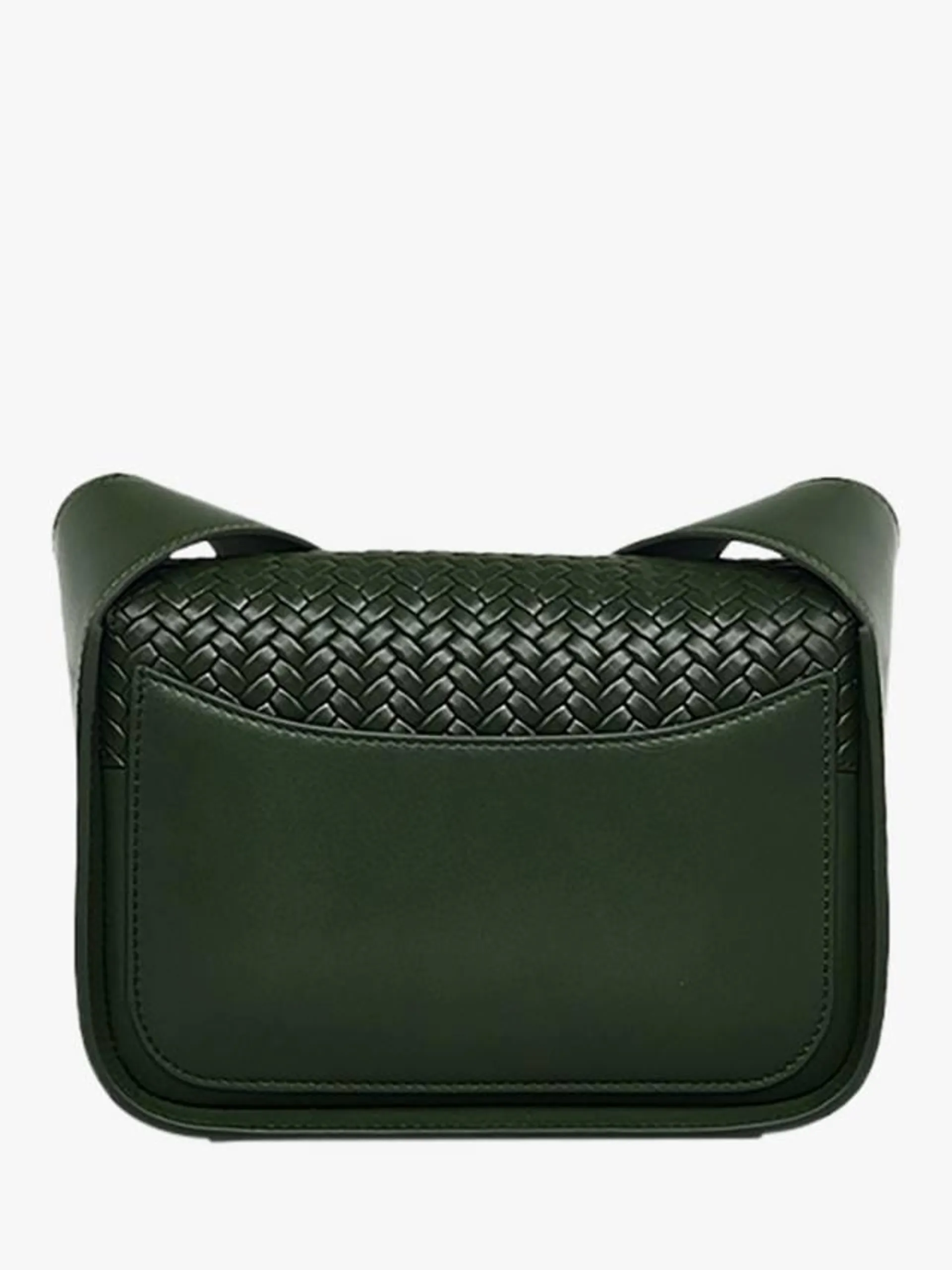 Westwell Lane Weave-Embossed Leather Flapover Crossbody Bag, Racing Green