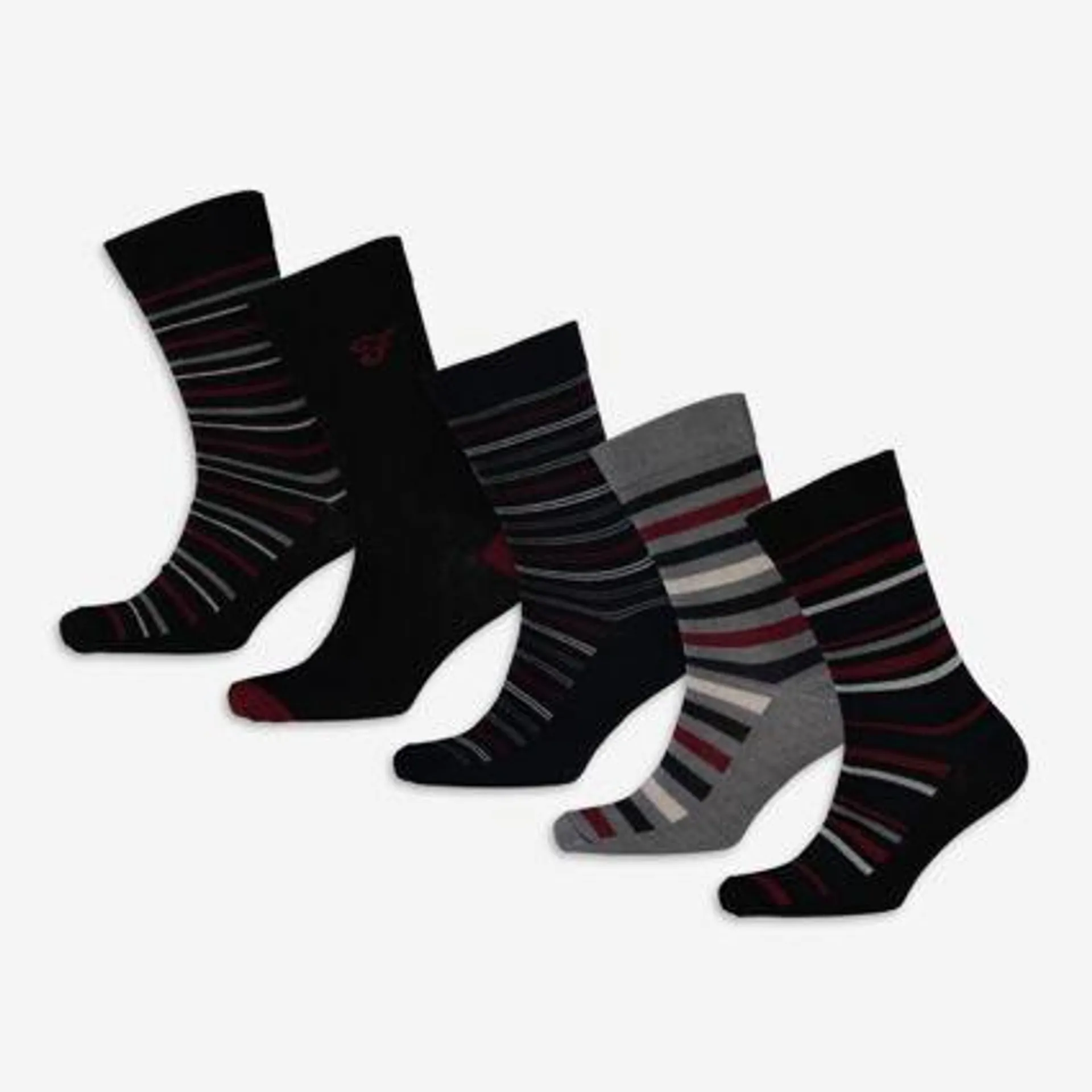Five Pack Multicoloured Striped Socks